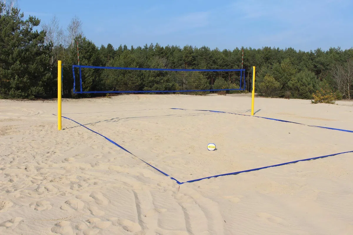 Líneas para Voleibol de Playa Courtline 16 m x 8 m, 18 m x 9 m, líneas para Voleibol de Playa, Ancho 5 cm, Color Rojo, Azul, césped, Arena