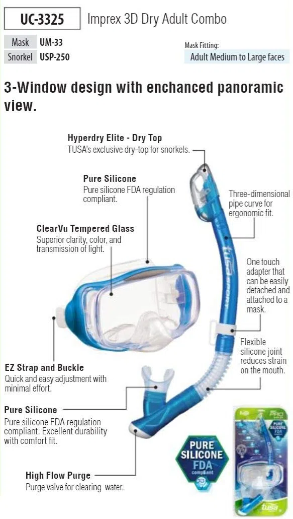 Tusa Imprex 3D - Pack de Snorkel (UC-3325)