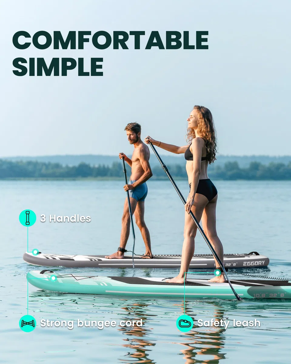 Tabla de surf de pie con remo, kit completo, incluye: remo ajustable, bomba, mochila para viaje ISUP, correa, bolsa impermeable, para adultos, gris (pop-Grey)