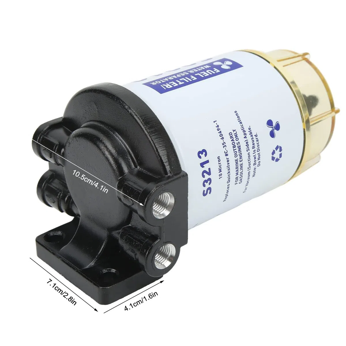 HERCHR Separador De Agua Marina, Reemplazo del Separador De Agua del Filtro De Combustible del Yate del Retiro De La Impureza S3213 para El Motor Externo Marino