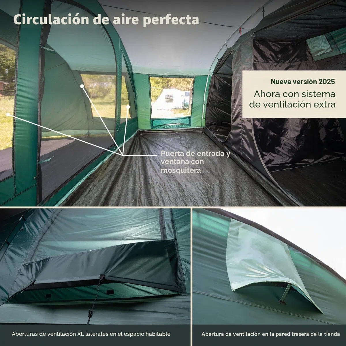 Skandika Kaupanga 6 Protect Tienda de campaña Familiar túnel | para 6 Personas, Impermeable, 3000 mm de Columna de Agua, Cabina Oscura para Dormir