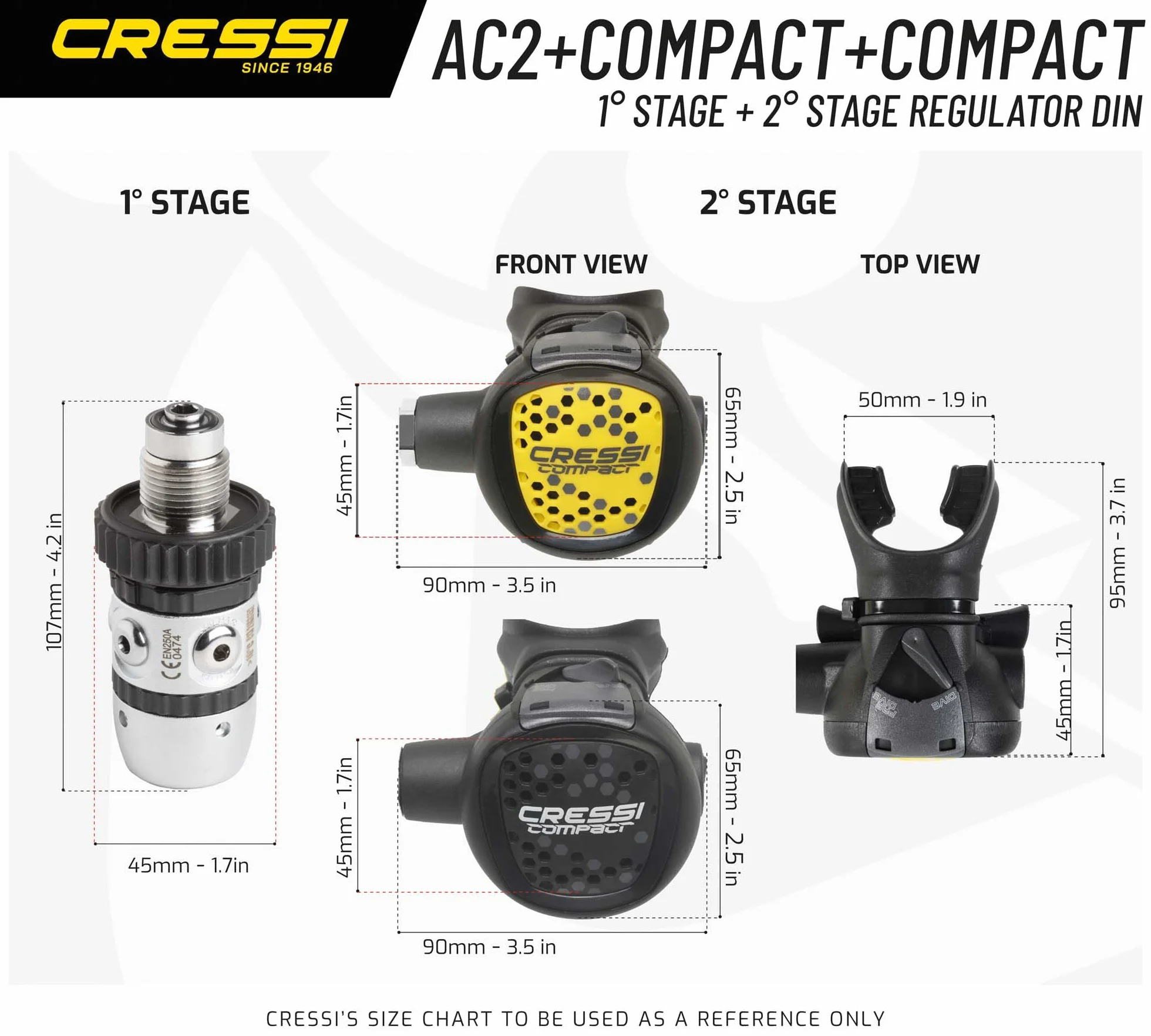 Cressi HY788051 - Set regulator de buceo XS COMPACT + AC2 DIN