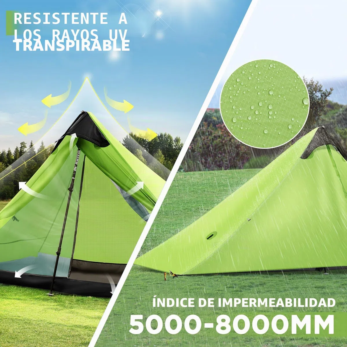 Nueva LanShan Tienda de campaña Ultraligera para Uso en Exteriores, Tienda de Trekking Ultraligero 1 Persona / 2 Personas Carpa Refugio Acampar, mochilear y Caminar