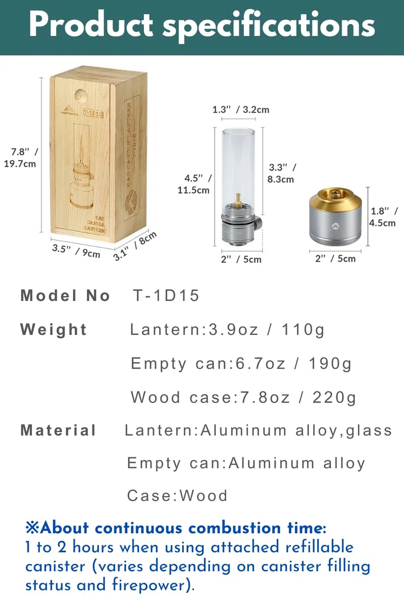 CAMPINGMOON T-1D15 - Farol de gas para camping con tanque vacío