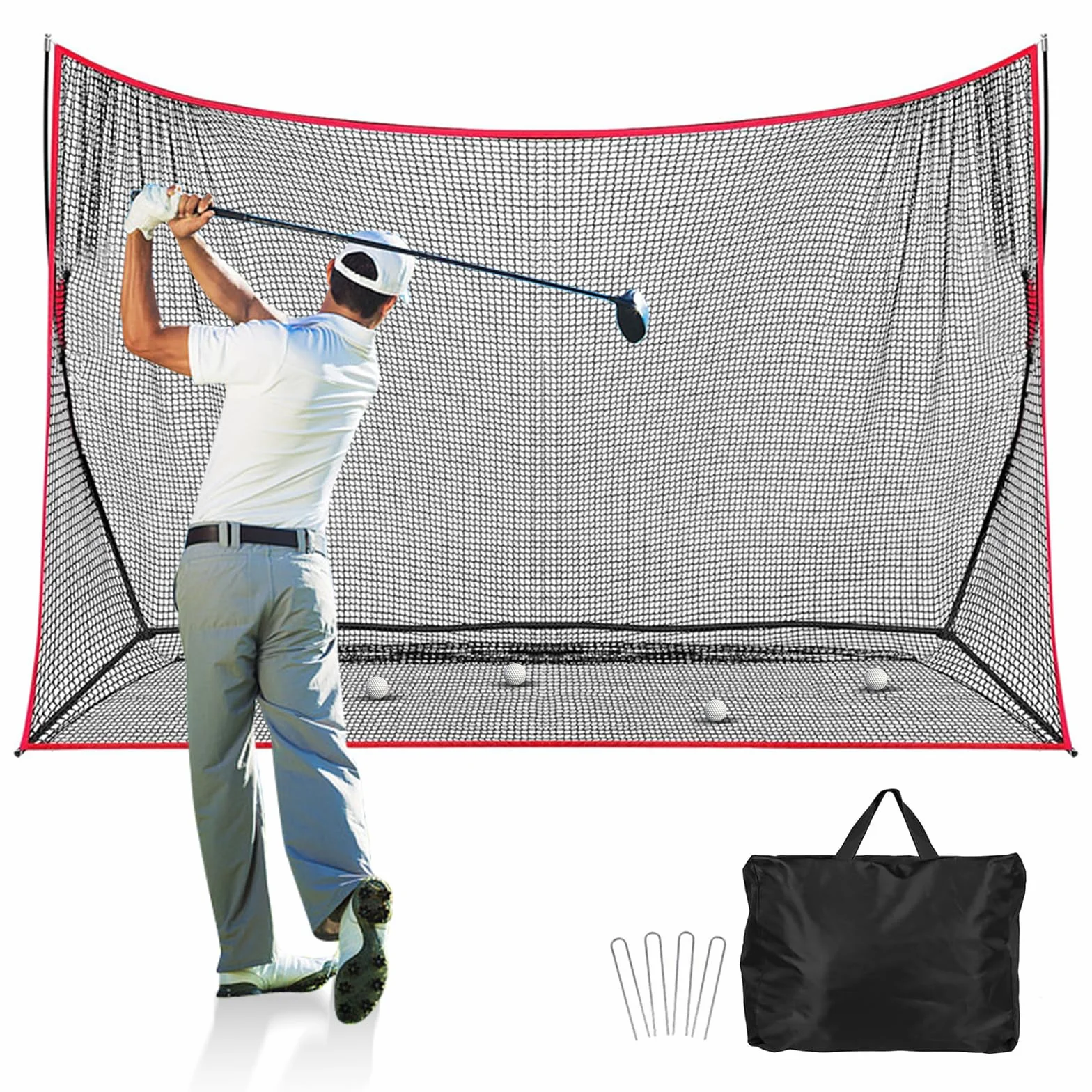 Red de Golf Grande, 10 pies x 7 pies, Red de práctica de, Accesorios de Profesionales con Bolsa de Transporte para Entrenamiento de golpeo de Golf en Interiores y Exteriores