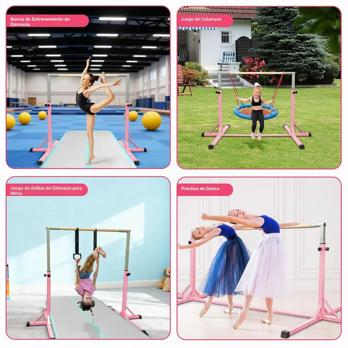 FBSPORT Barras horizontales de Gimnasia para niños con Anillos de Gimnasia, 13 Equipo de Entrenamiento de Gimnasio de Gimnasia para Gimnasio de Gimnasia para Interiores y Exteriores