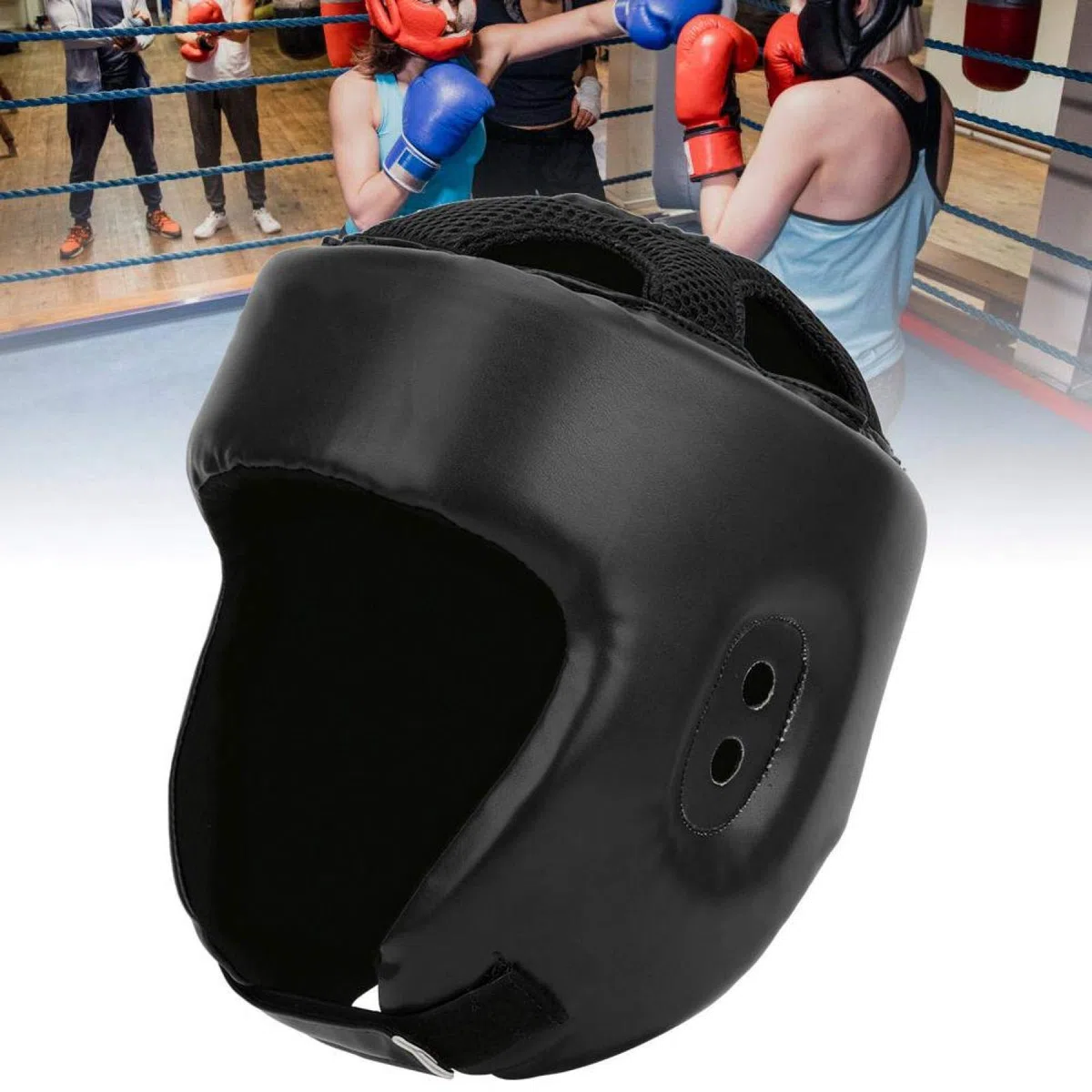Casco de Boxeo Casco de Boxeo Cuero de PU Protector de Cabeza Ajustable Sanda Kickboxing Entrenamiento Defensa MMA Headgear