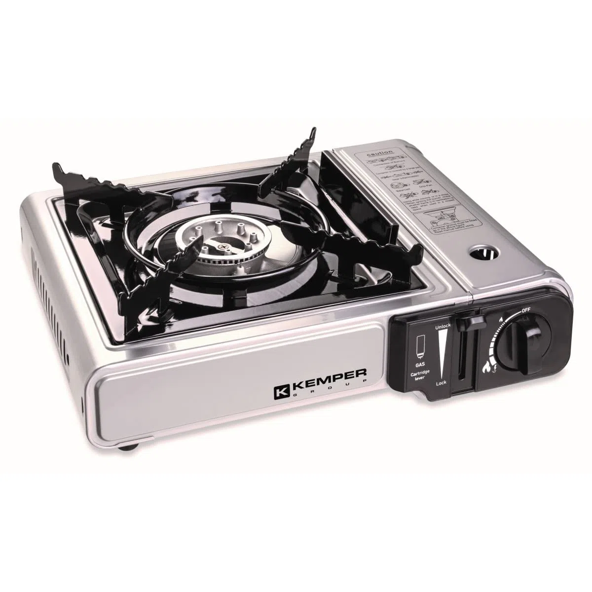 KEMPER - Barbacoa Parrilla 2 en 1 Hornillo de gas piezoeléctrico 2200 W + Placa Grill Camping