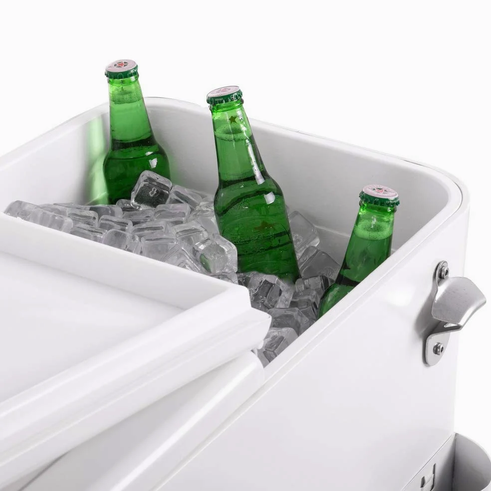 Nevera Porta Hielo para Barbacoa de Acero de 56 litros