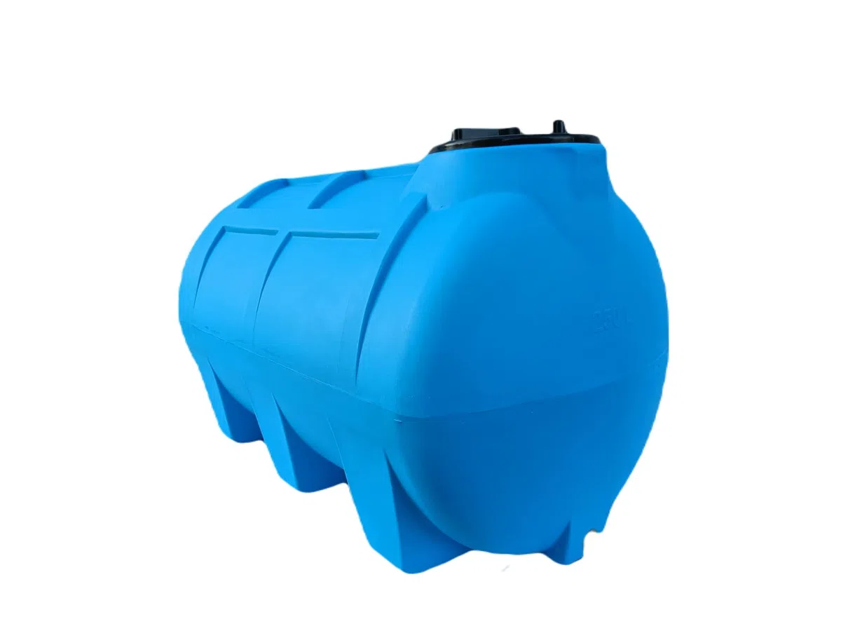 Varile Depósito de Agua Potable 250L Azul | Sin BPA | Rosca de latón de 3/4" integrada Apto para Uso alimentario | Horizontal
