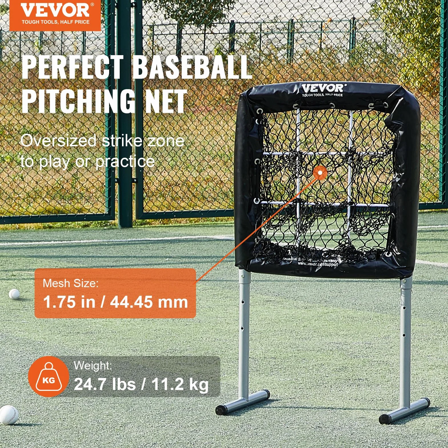 VEVOR Red de Entrenamiento de Béisbol de Softbol Pickleball 9 Agujeros 71x69 cm Red de Lanzamiento de Béisbol Portátil Objetivo de Golpe de Altura Ajustable de 3 Niveles para Lanzador en Patio Trasero