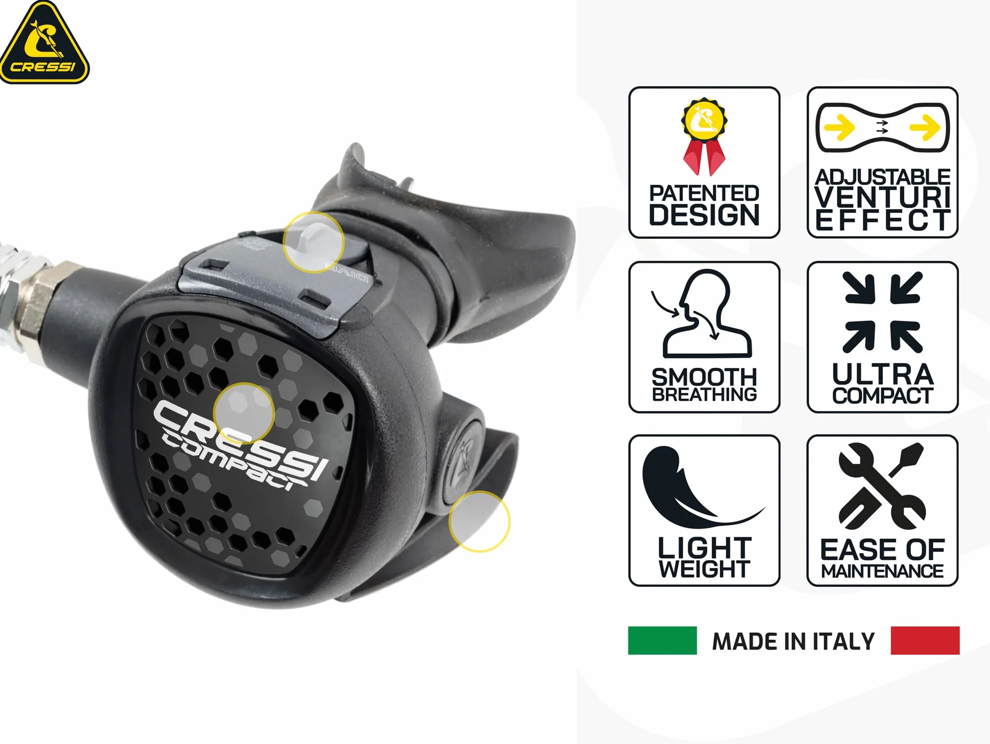 Cressi HY788051 - Set regulator de buceo XS COMPACT + AC2 DIN