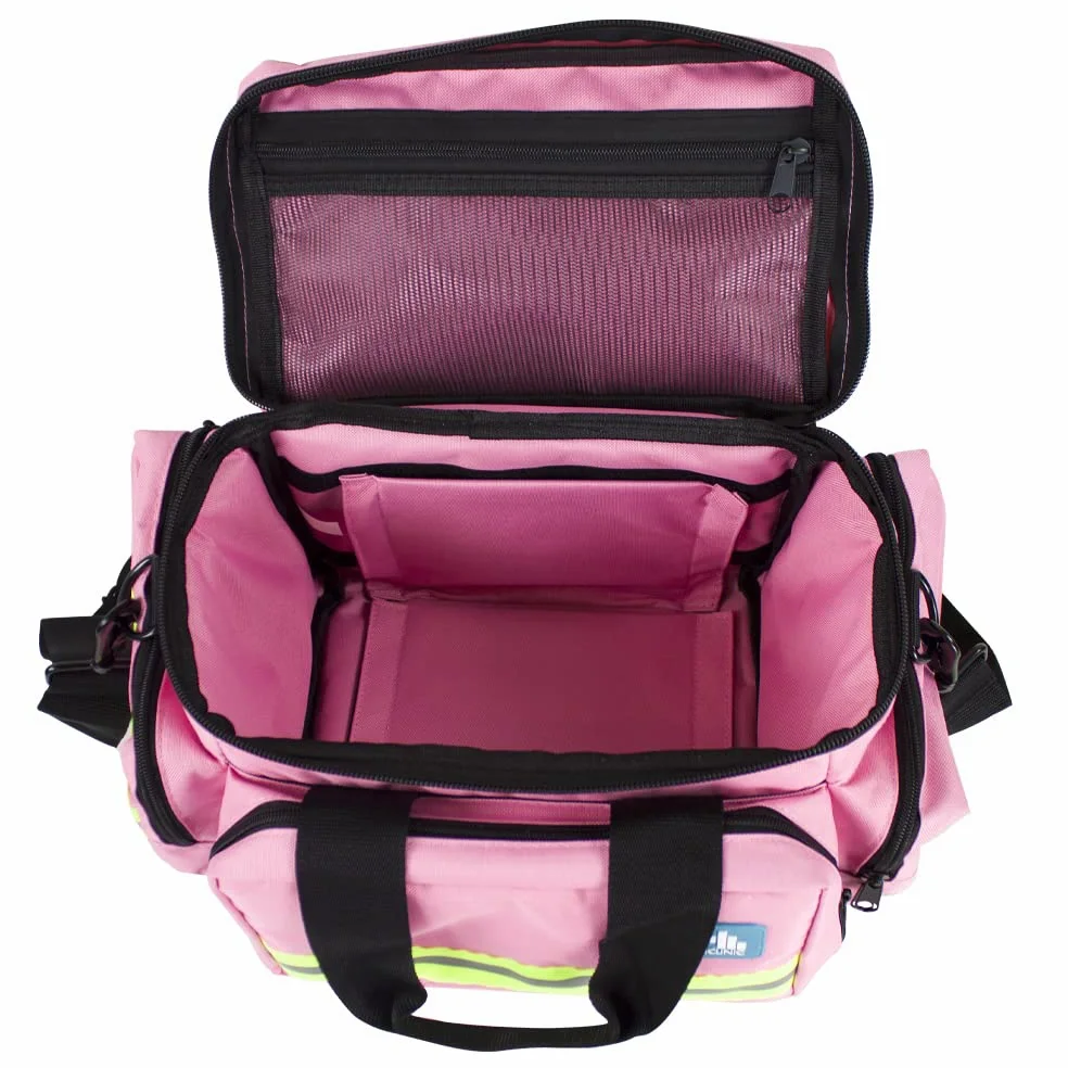 Mobiclinic, Bolsa asistencia sanitaria ligera, De rescate profesional, Capacidad más 21 litros, Con asas reforzadas, Bandas reflectantes, Amplia, Resistente, Rosa