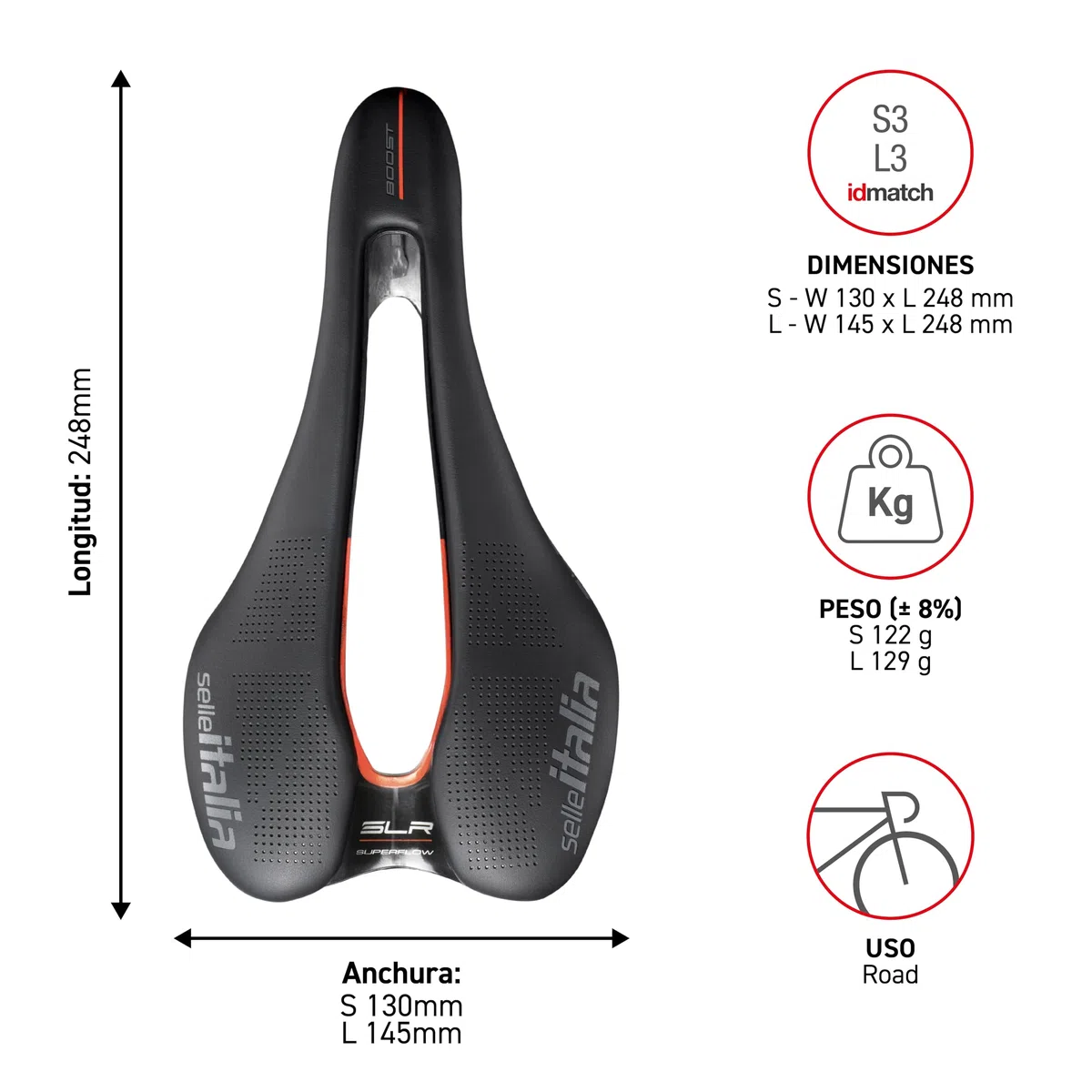 SELLEITA Selle Italia SLR Boost Kit Carbonio Superflow Sillín: