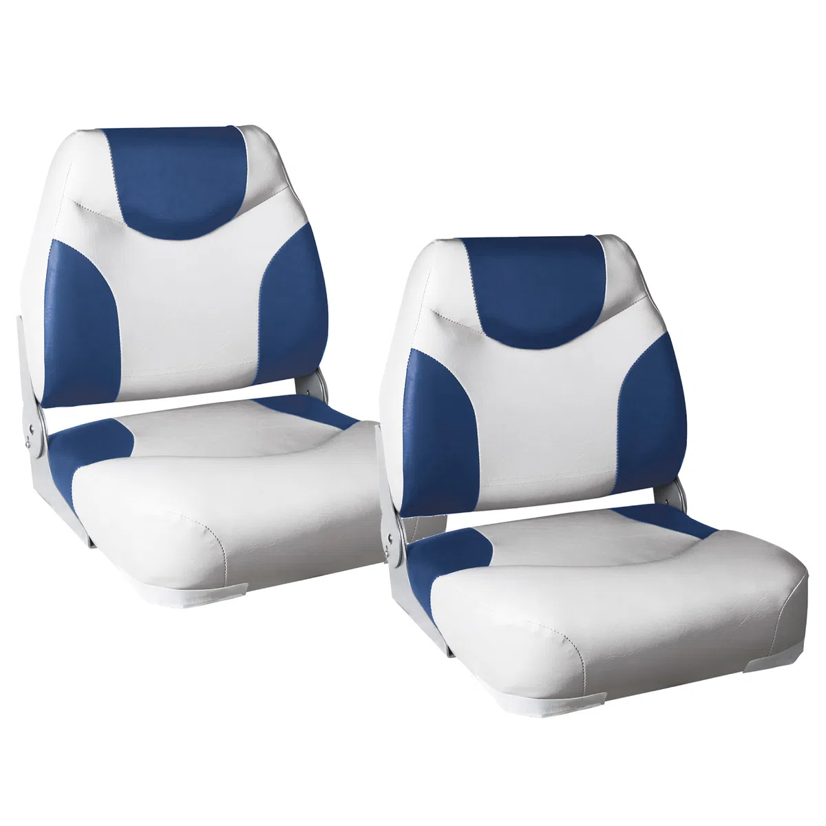 2x asientos de barco 'Exclusive - Line' (azul - blanco) set ahorro- de piel sintética resistente al agua/silla de barco/tapizada/silla de pescar/resistente a rayos UVA