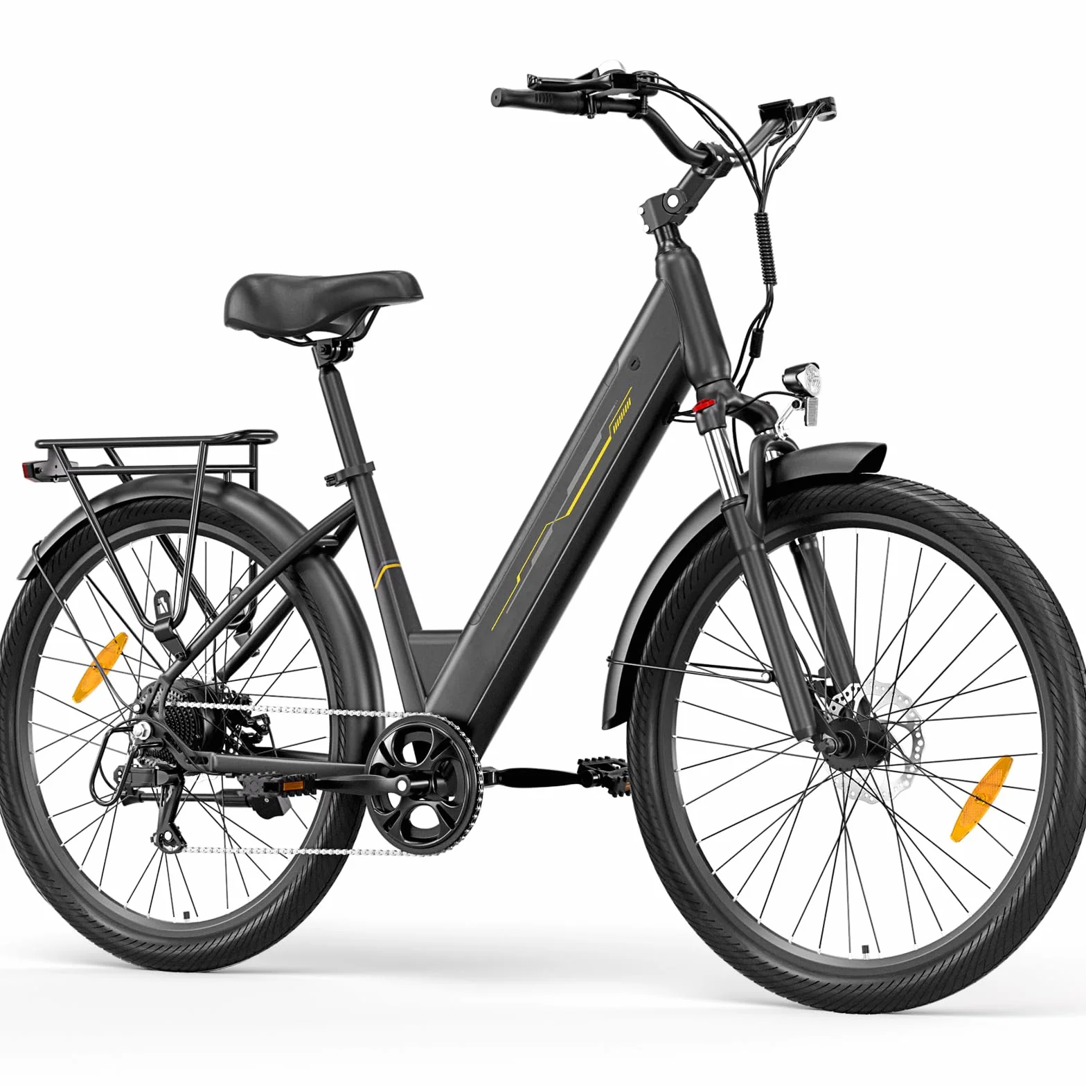 Bicicleta eléctrica de 27,5" para Mujer, Motor 250W, batería 36V 15,6Ah, autonomía hasta 100 km, Frenos de Disco mecánicos, suspensión Delantera, 7 velocidades