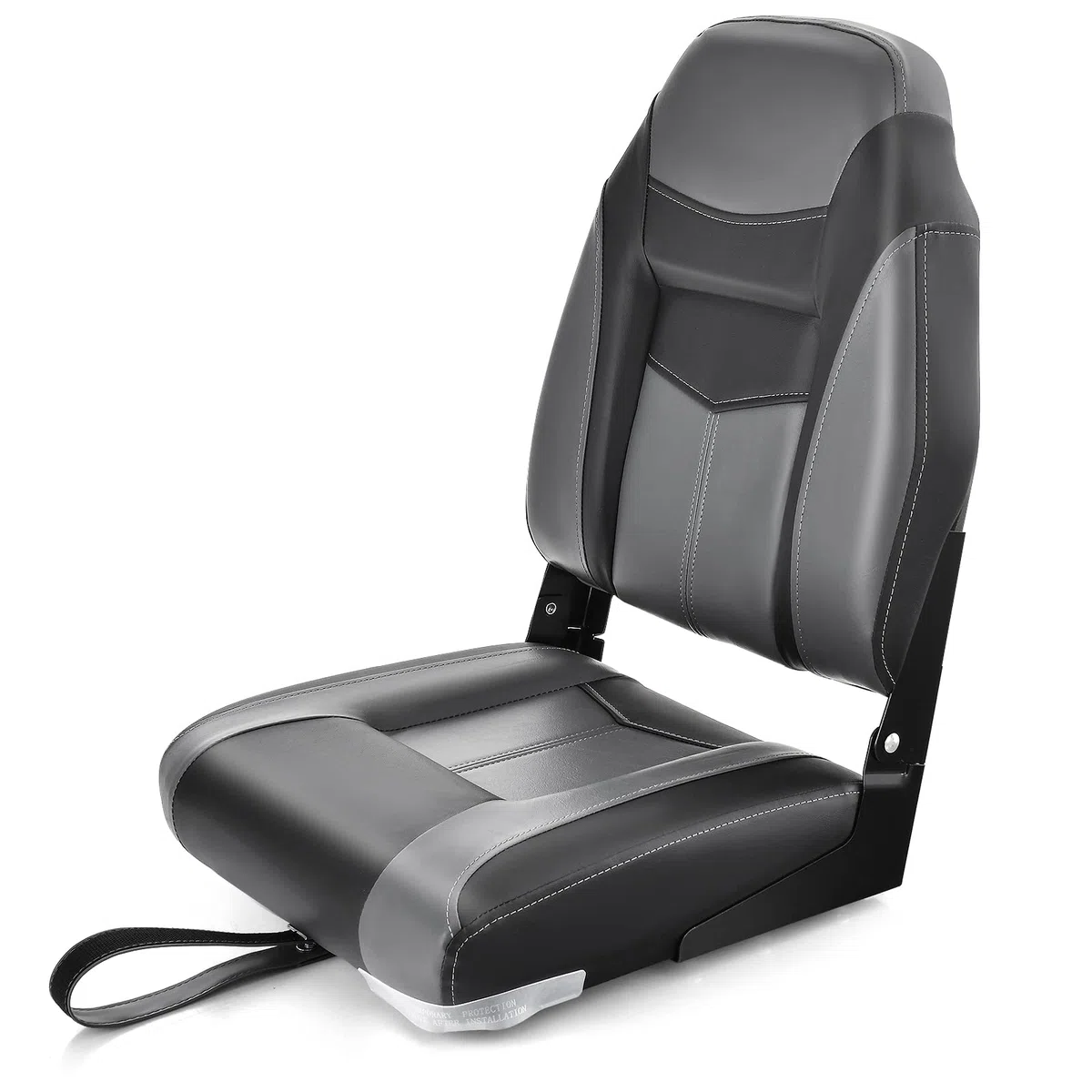 GOPLUS Asiento de Barco, Asiento de Pesca Plegable con Cojín Acolchado Suave y Costuras Reforzadas, Diseño Ergonómico, 115KG de Capacidad para Pesca en Yate (Negro)