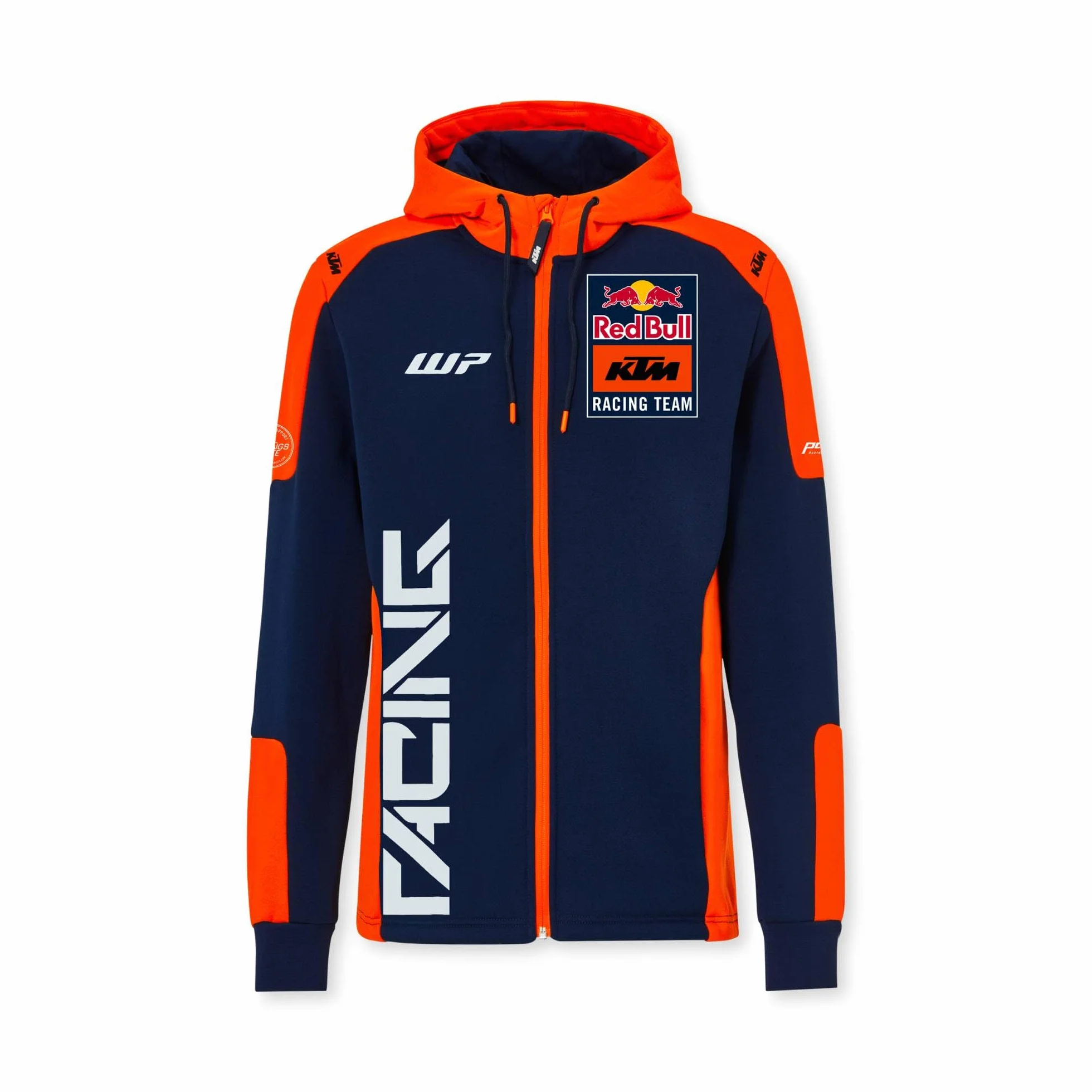 Red Bull - Sudadera con Cremallera del Equipo Replica KTM - Merchandising Oficial, Estampado Dinámico de Carreras, Hombres - Talla S - Azul/Naranja