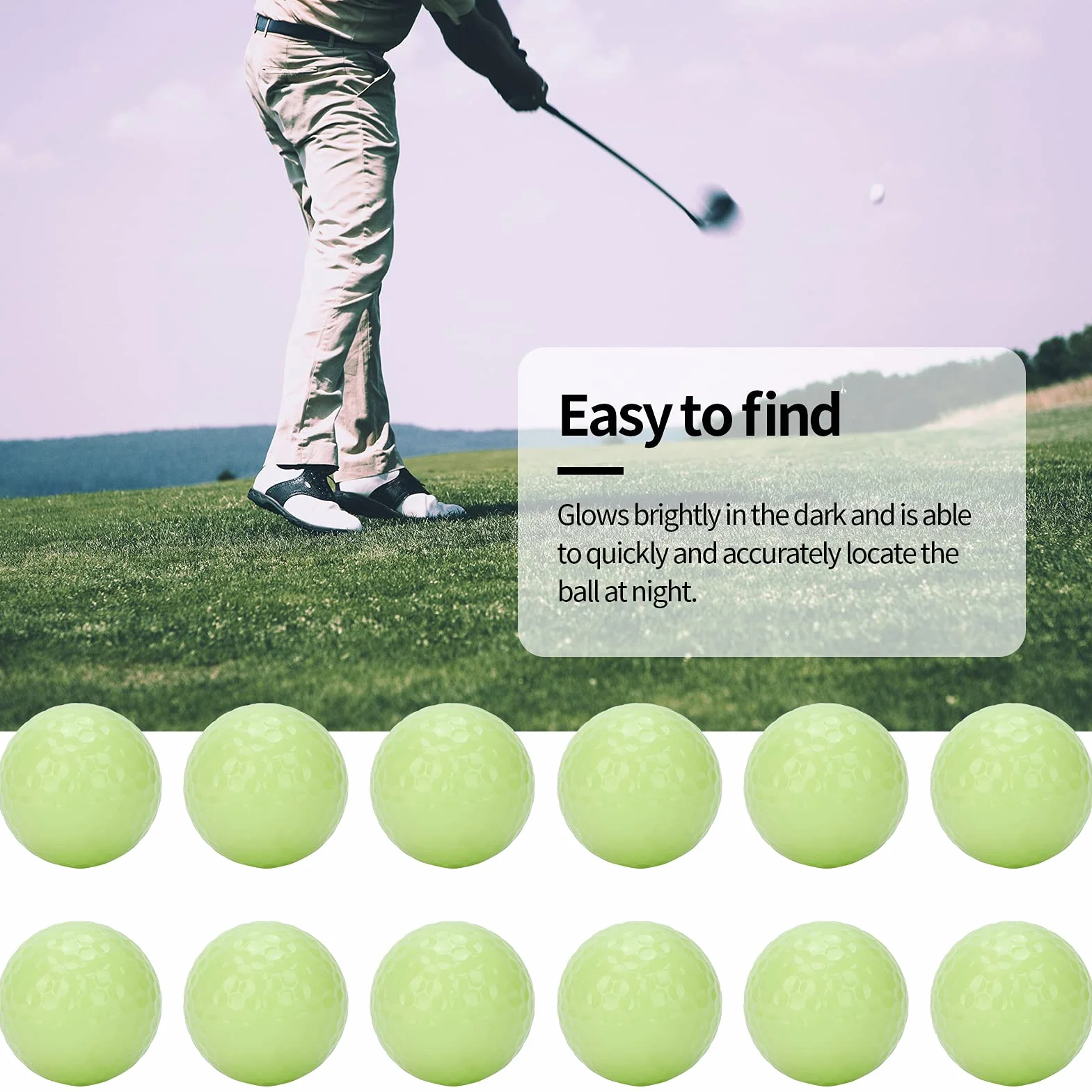 Alomejor 12 Piezas de Bolas de Golf Luminosas, Bolas de Golf Luminosas, Pelota Flotante de Golf, Golf Nocturno