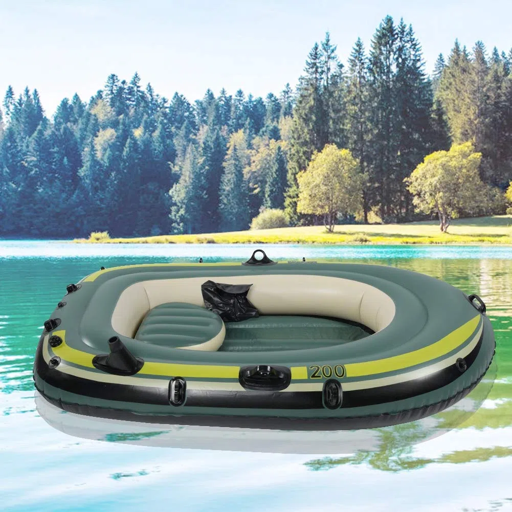 Bote Inflable para 1 Persona, PVC Alta Resistencia, 55 kg, Adultos y Niños, 109 x 87 x 66 cm, Aerodeslizador, Barco de Pesca Con Cuerda, Kayak para Deportes