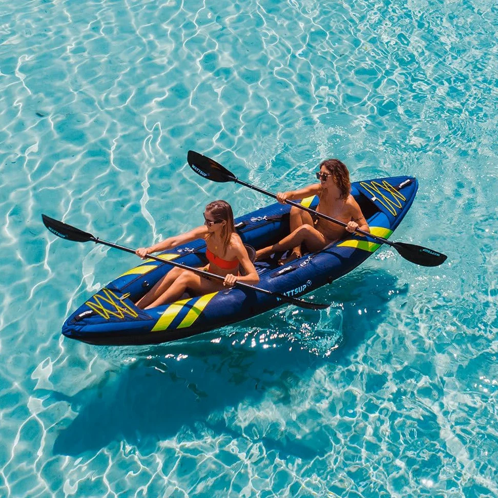 Kayak Inflable Wattsup CRUCIAN 1 Plaza - 340 x 95 cm (11'1"x37") - Carga máxima 180 kg - Paquete Completo de Remo + Bolsa + Asiento + Bomba