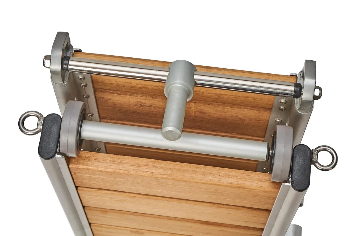 Pasarela para Barco con Peldaños de Madera 2 Metros Plegable, liguera y Resistente