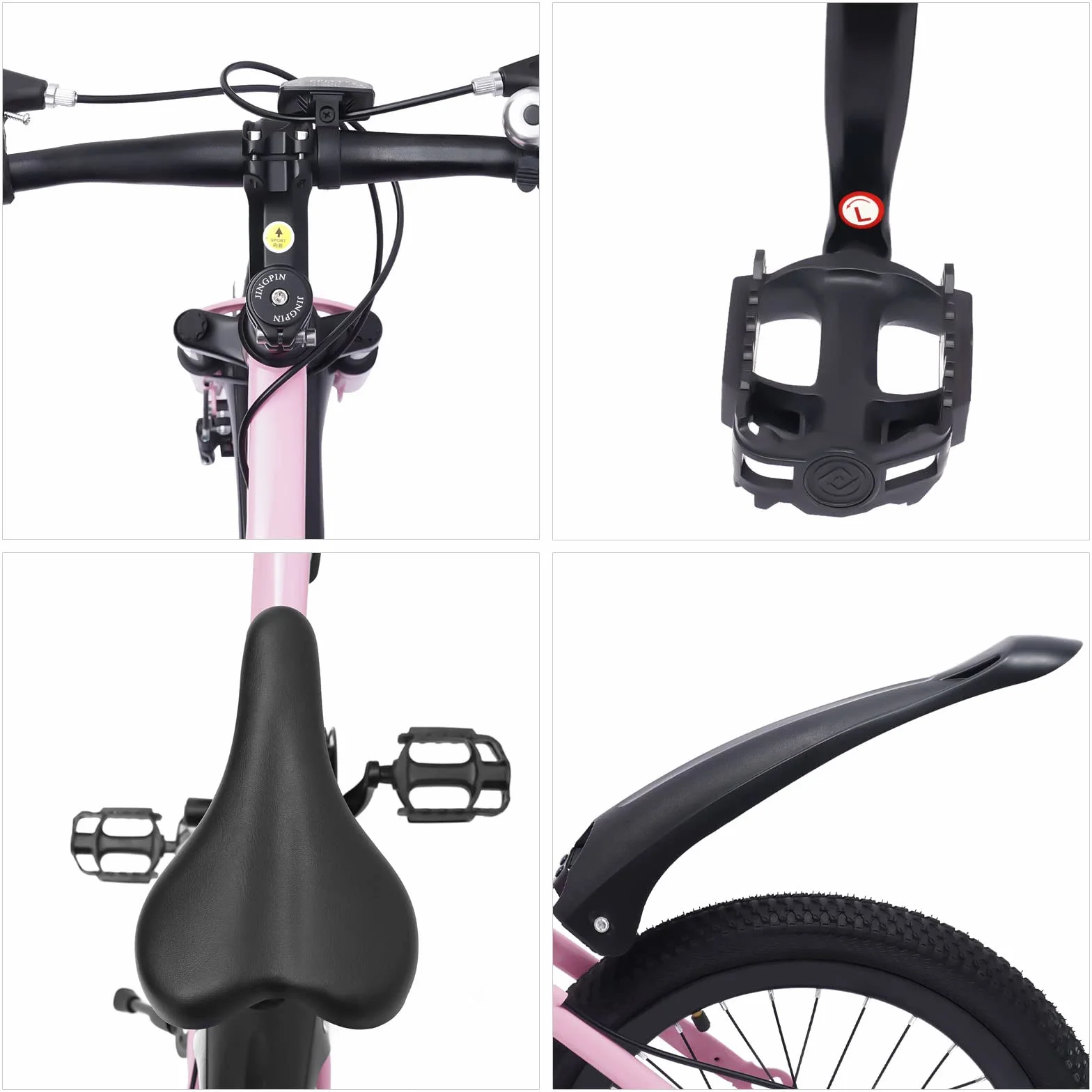 Bicicleta de montaña para niños de 18 pulgadas, para niños y niñas, para ocio y entrenamiento al aire libre, color rosa