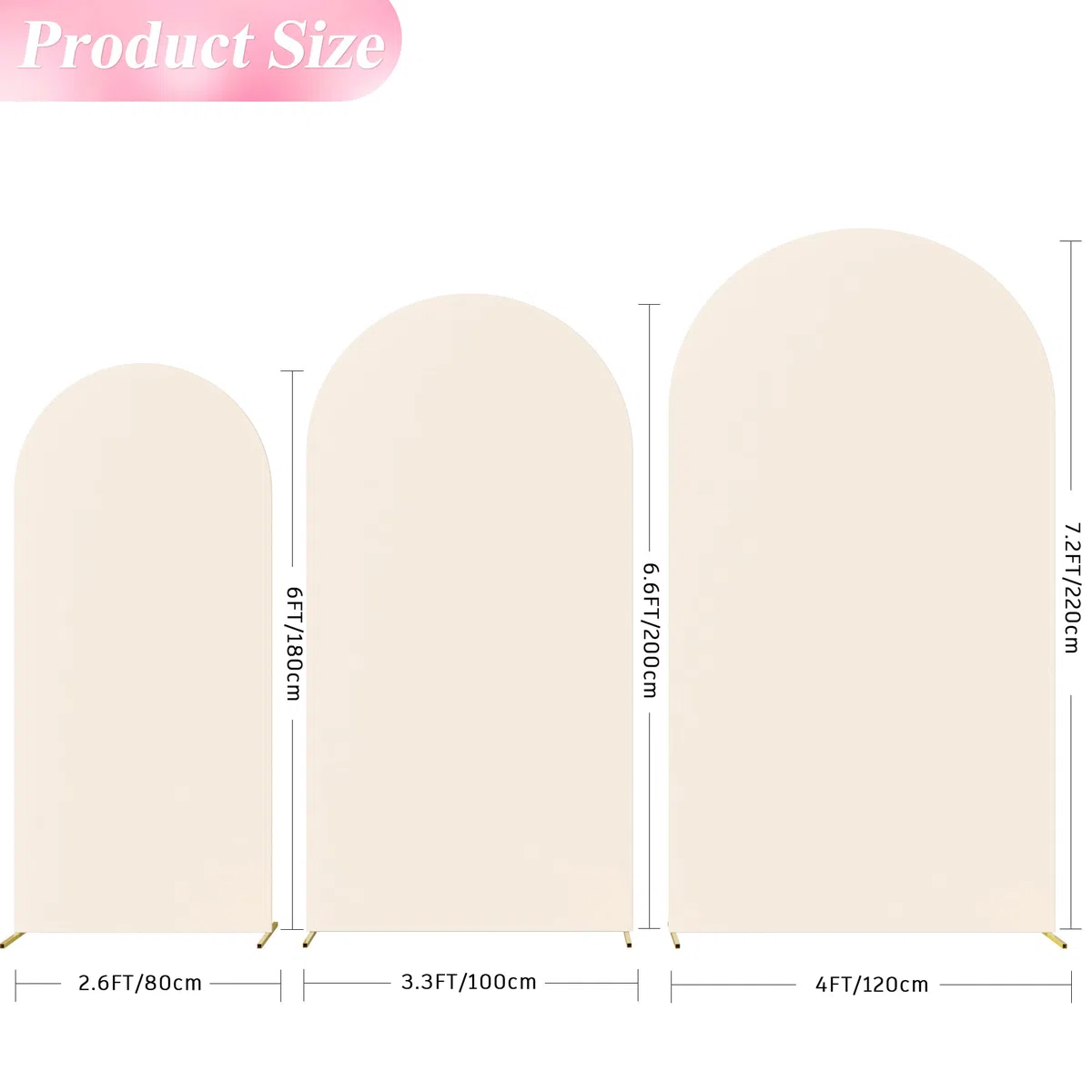 Wokceer Juego de 3 Fundas de Arco de Boda (7.2 pies, 6.6 pies, 6 pies) de Elastano, Ajustadas para Arco de Boda, para Parte Superior Redonda, Fondo de Arco de Chiara, Cubierta para Fiesta de