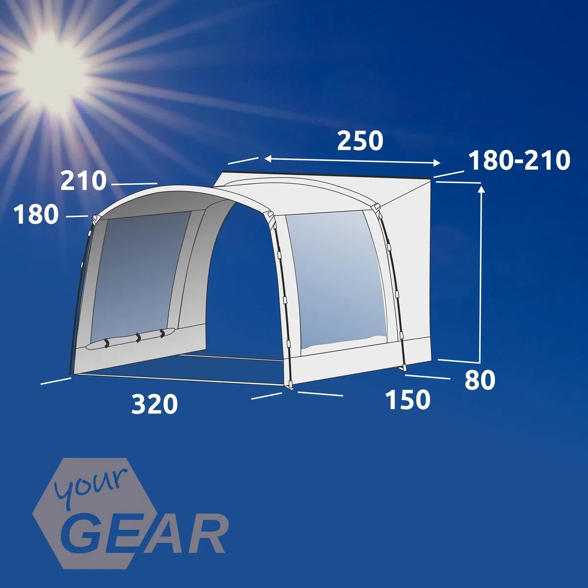 your GEAR Panarea 320 - Toldo para autobuses, furgonetas, autocaravanas UV 50+, toldo impermeable