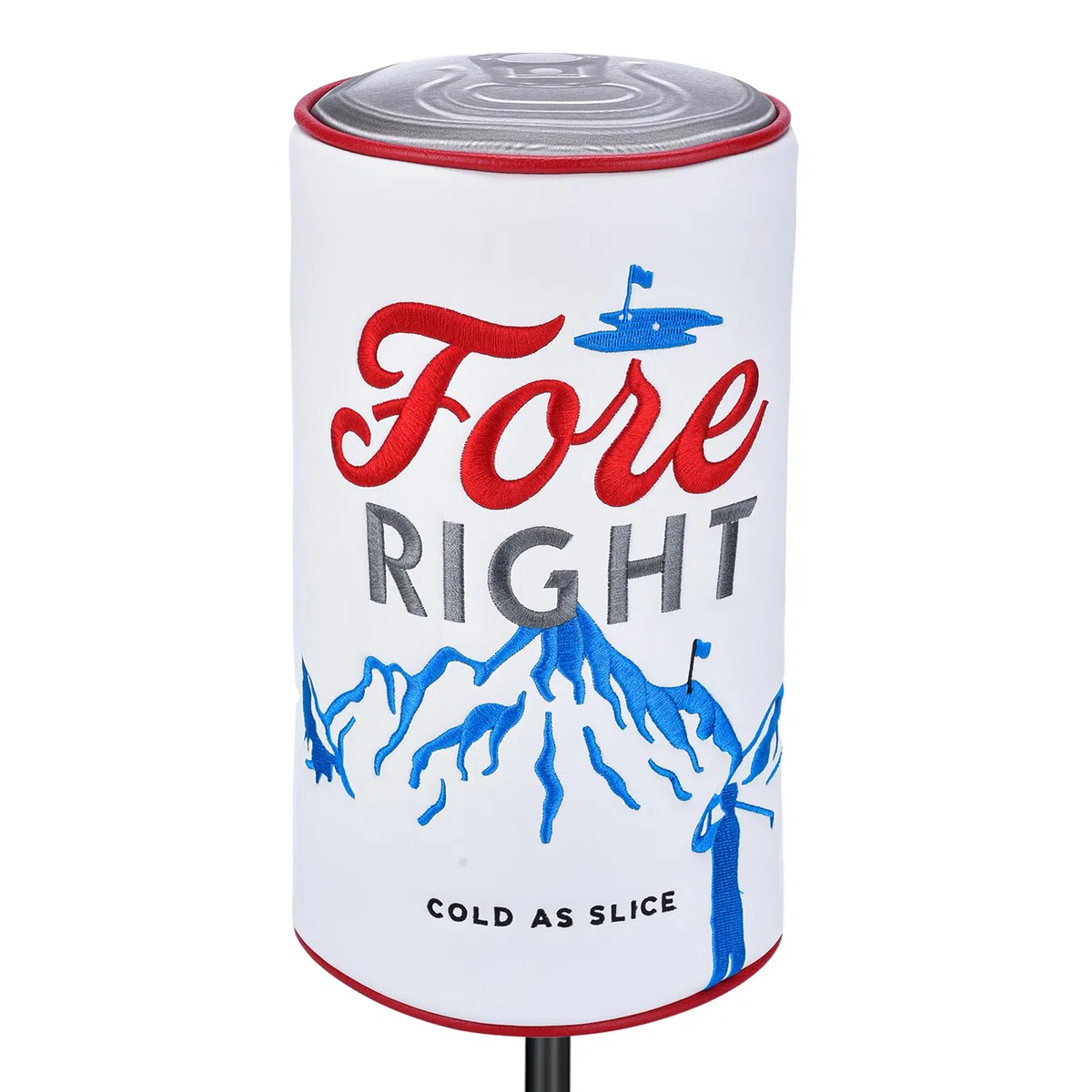 Shanker Golf Funda para Cabeza de Conductor – Funda Divertida para Lata de Cerveza Fore Right – Funda de Piel sintética para Palos de Golf – Acabado Bordado
