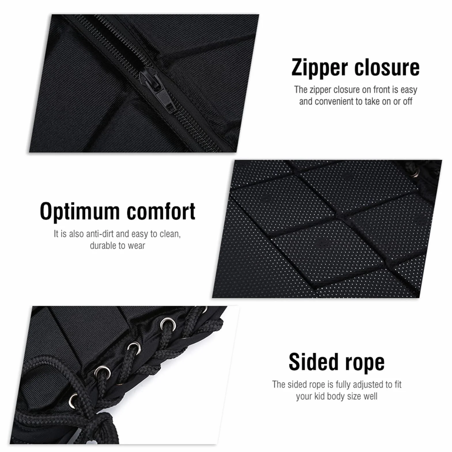 Protector Corporal para Montar A Caballo,Chaleco De Seguridad para Entrenamiento De Equitación Protector Negro Acrílico,Chaleco De Equitación Cómodo para Niños, Niñas Y Niños(CM)