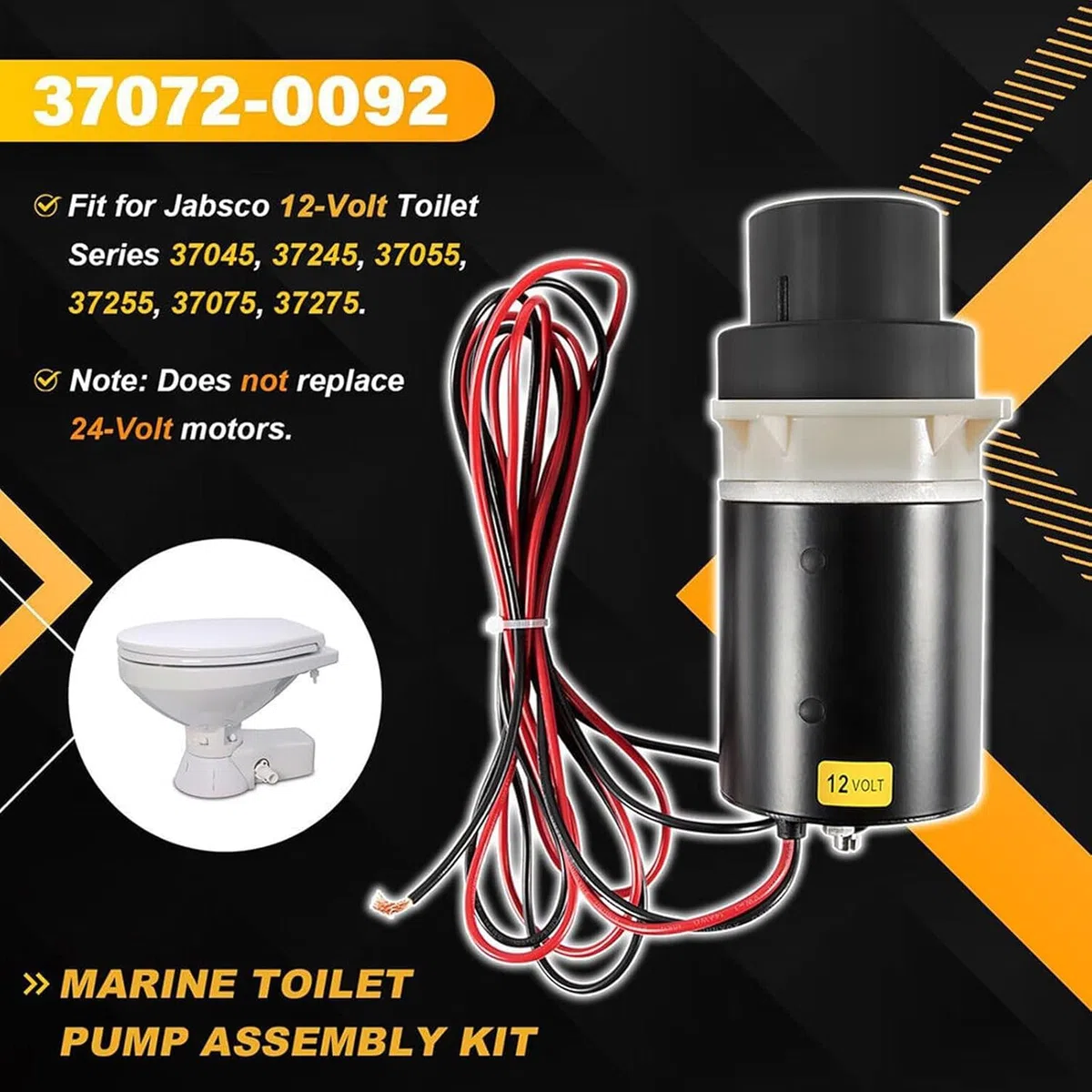 Bomba De Motor Para Inodoro Para Rv, Kit De Montaje De Bomba De Inodoro Marino De Descarga Silenciosa, Adecuado Para Inodoro De Descarga Silenciosa Serie 37045 37245 37055 37255 37075