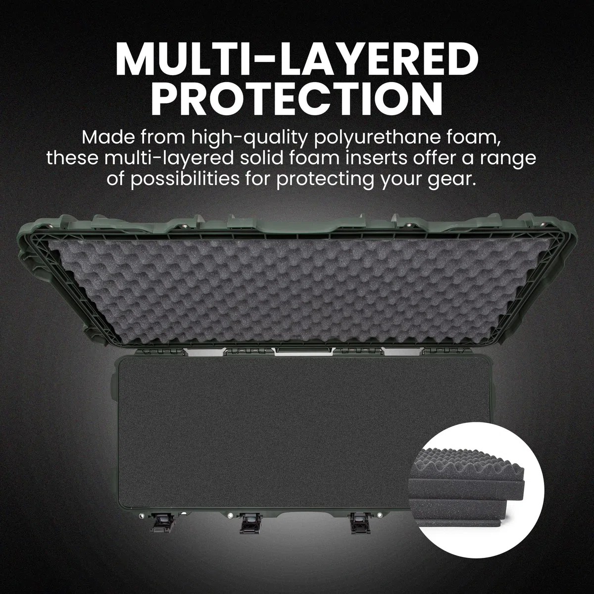 NANUK 985 Hard Case 40” with Wheels & Customizable Foam Insert, IP67 Waterproof & Crushproof, Rugged Construction for Ultimate Protection, Made in North America – Olive (39.7” x 17.3” x 6.6”)
