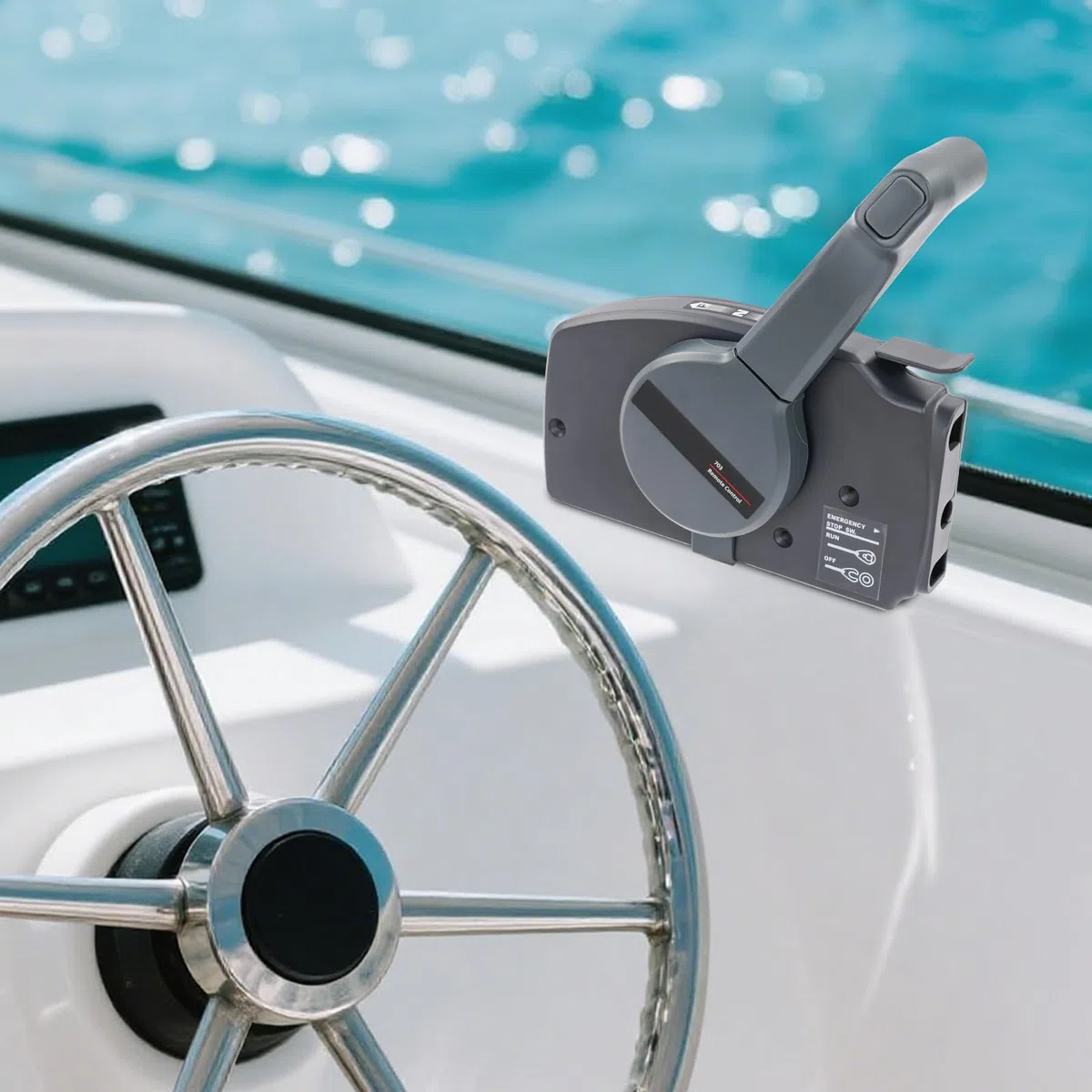 Caja de control remoto fuera de borda ligera, válvula de acelerador y control de palanca de gas con cuerda de seguridad, control preciso, para pequeños barcos de pesca, yates de recreo