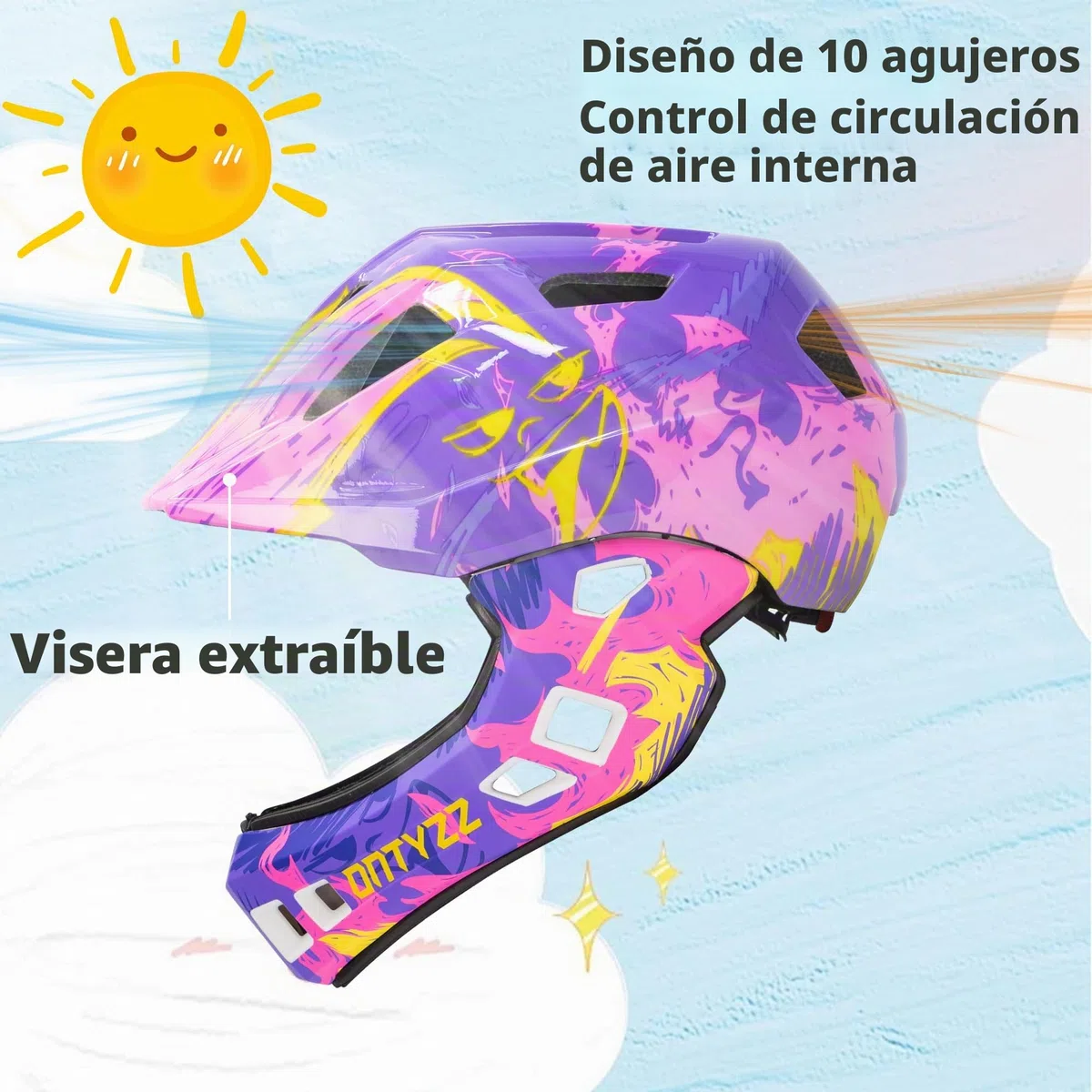Casco Integral Niños Casco Bicicleta Niña Casco Bici con Mentonera Desmontable para MTB BMX Ciclismo Patines Scooter