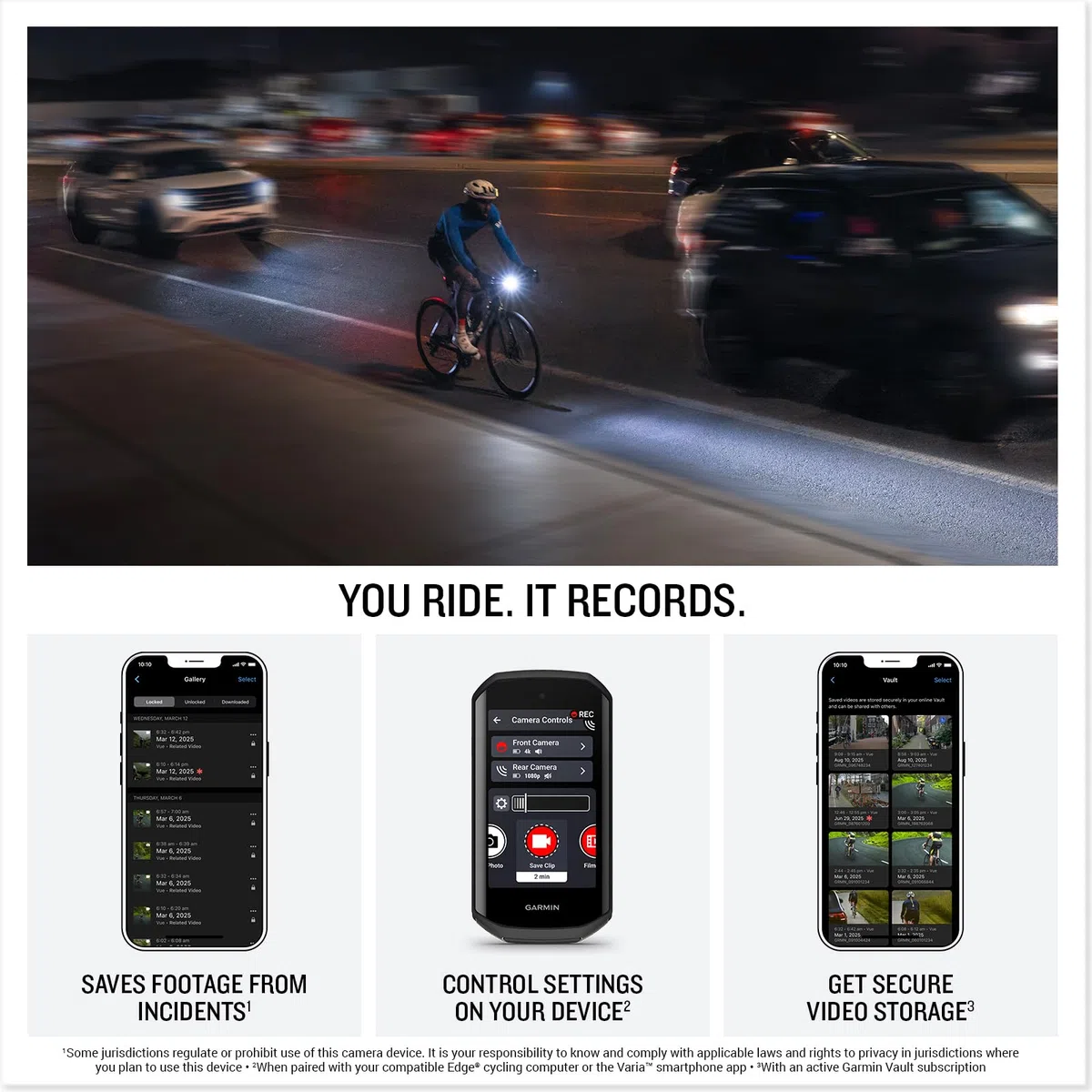 Garmin Varia Vue Luz Frontal para Ciclismo con Cámara 4K, guarda automáticamente las grabaciones, detección de incidentes, hasta 600 lúmenes, iluminación lateral, control automático de brillo