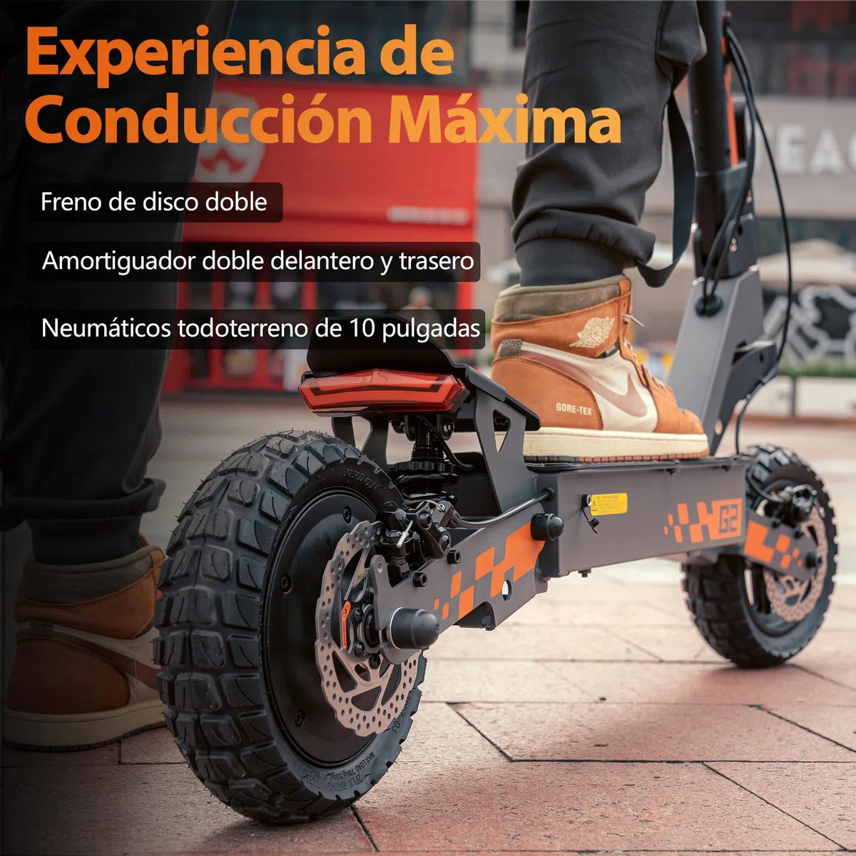 Kukirin Patinete Eléctrico Adultos Todoterreno,Patin Electrico,Scooter Electrico Potente Plegable/Autonomía de 55 km/Ruedas de 10"/Carga máxima 120kg/Doble Frenos de Disco,G2