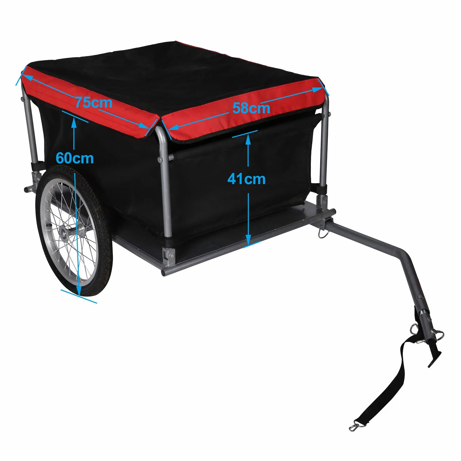 Remolque de Carga para Bicicleta, Barra de tracción Plegable y Acoplamiento rápido