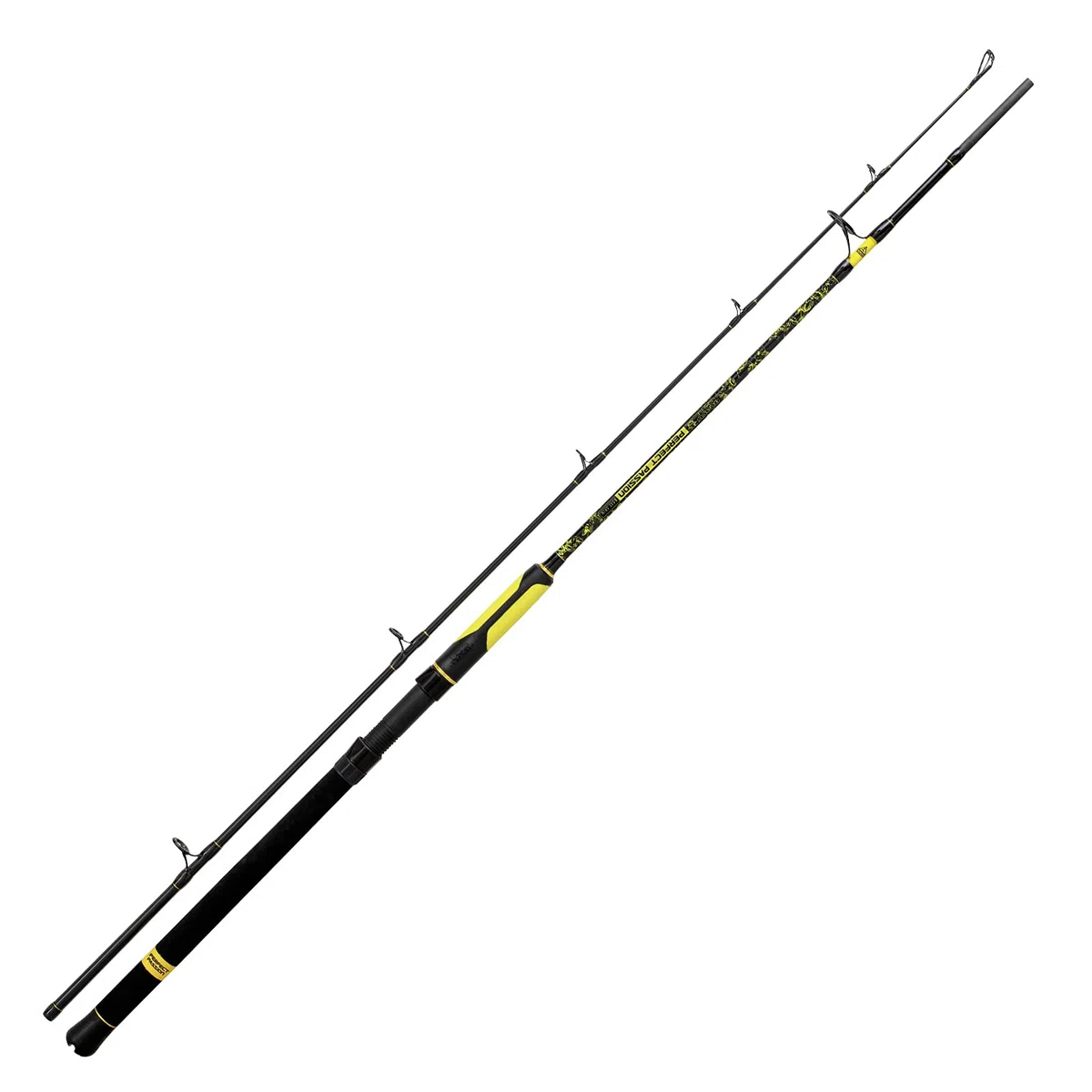 Black Cat Caña de Pescar Premium Passion Boat Spin Caña de Pescar para Pesca de Siluro, Peso 50-190 g, Negro y Amarillo, 2,40 m