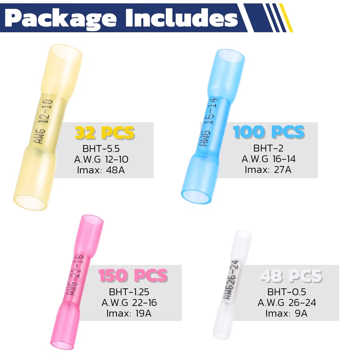 Conectores termorretráctiles Haisstronica de 330 piezas: kit de conectores de cable de crimpado eléctrico a prueba de agua de grado marino, cobre rojo estañado