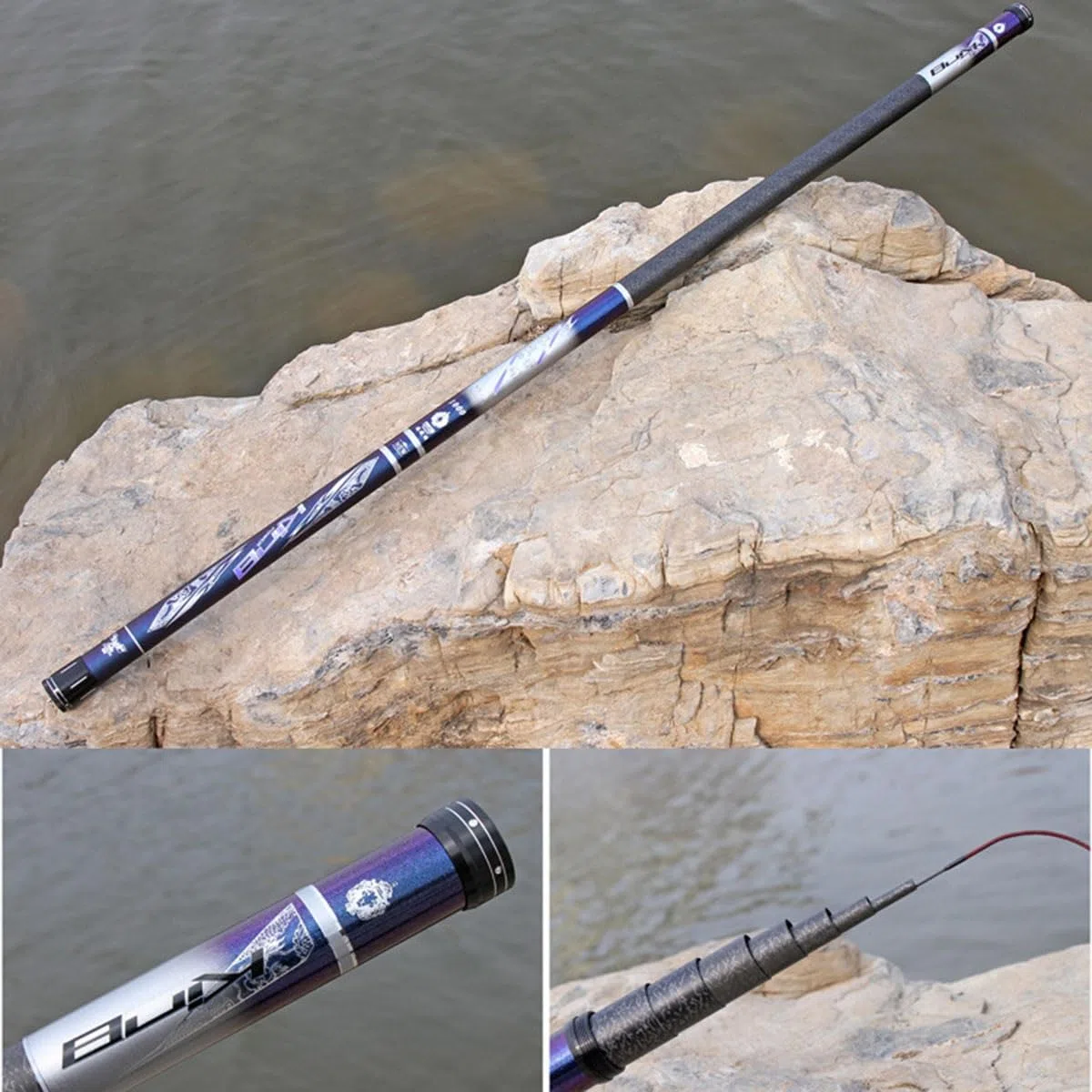 Caña de Pescar de sección Larga de Carbono, Ligera y Resistente, para surfcasting en Agua Salada.(9m)
