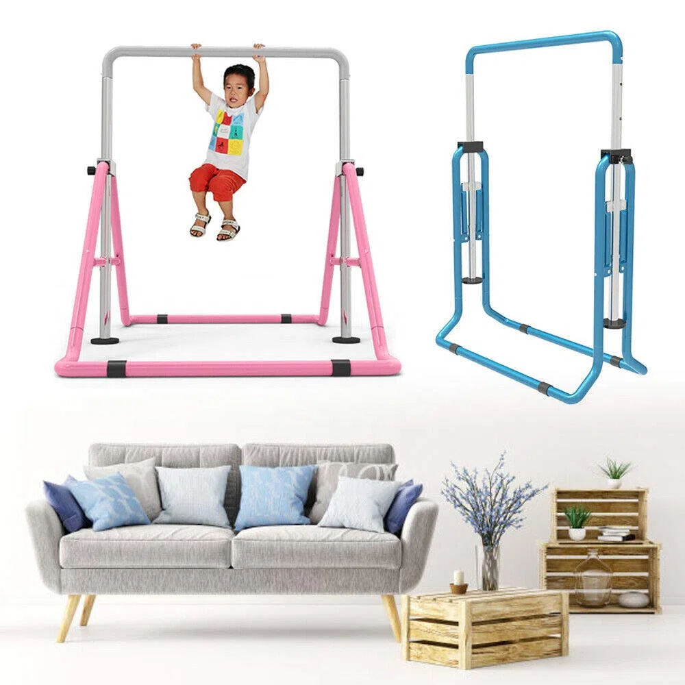 TFCFL Gimnasia Horizontal Bar Training Kids Expandable Gym Sportausrüstung Trainingsgeräte Outdoor Höhenverstellbar 129 cm, azul (azul)