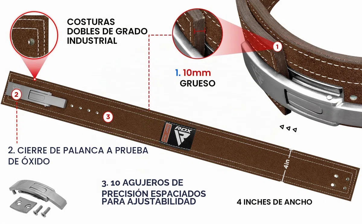 RDX 4” Gimnasio Cinturón Musculación Levantamiento de Pesas Powerlifting, Aprobado por IPL y USPA, Palanca Hebilla Soporte Lumbar Acolchado, Entrenamiento Peso Belt, Fitness Gym Ejercicio