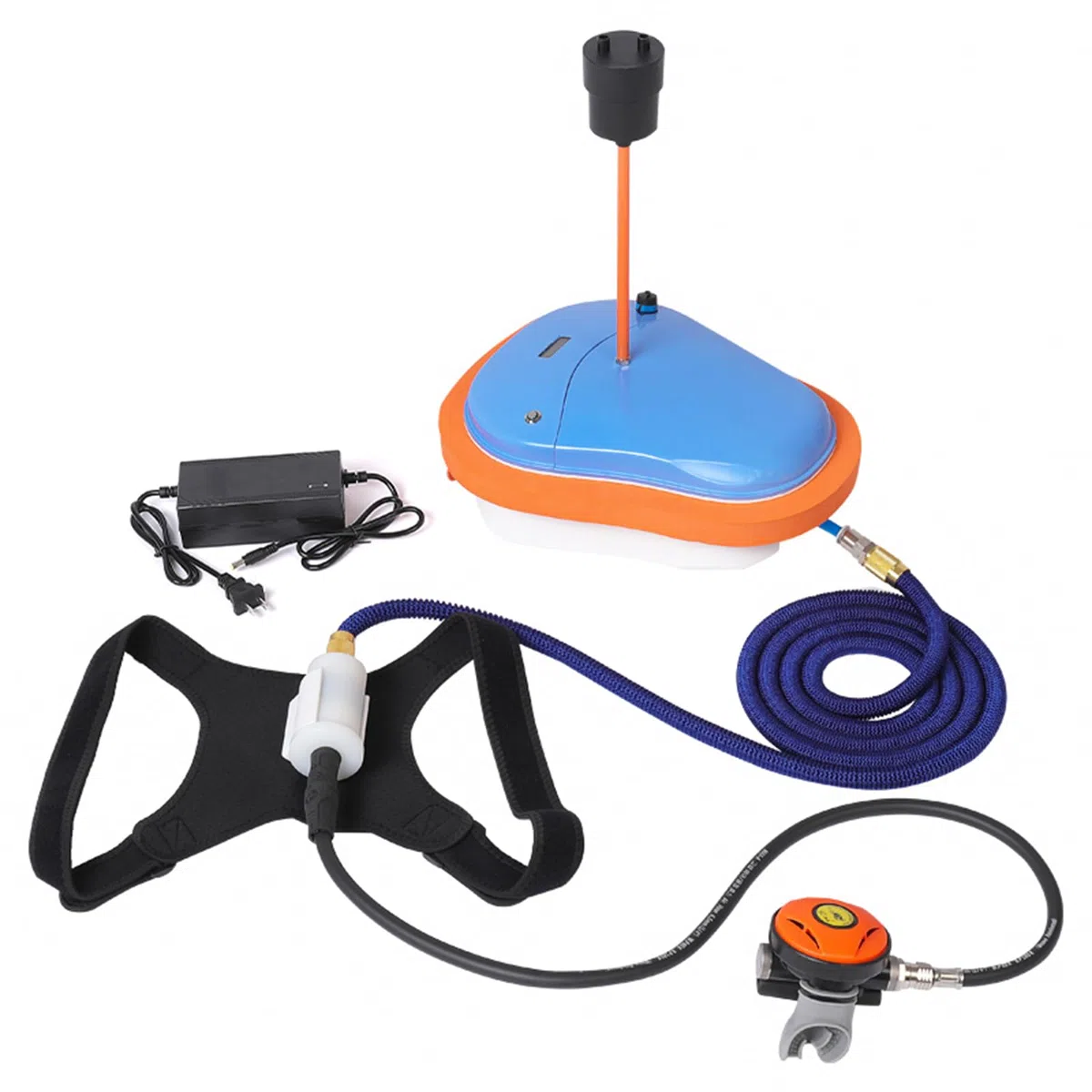 TUXING Ventilador de buceo, tanque de buceo recargable portátil impermeable de 45 minutos, buceo sin tanques, con tubo telescópico de 10 m y regulador de respiración de 52 litros/min para esnórquel