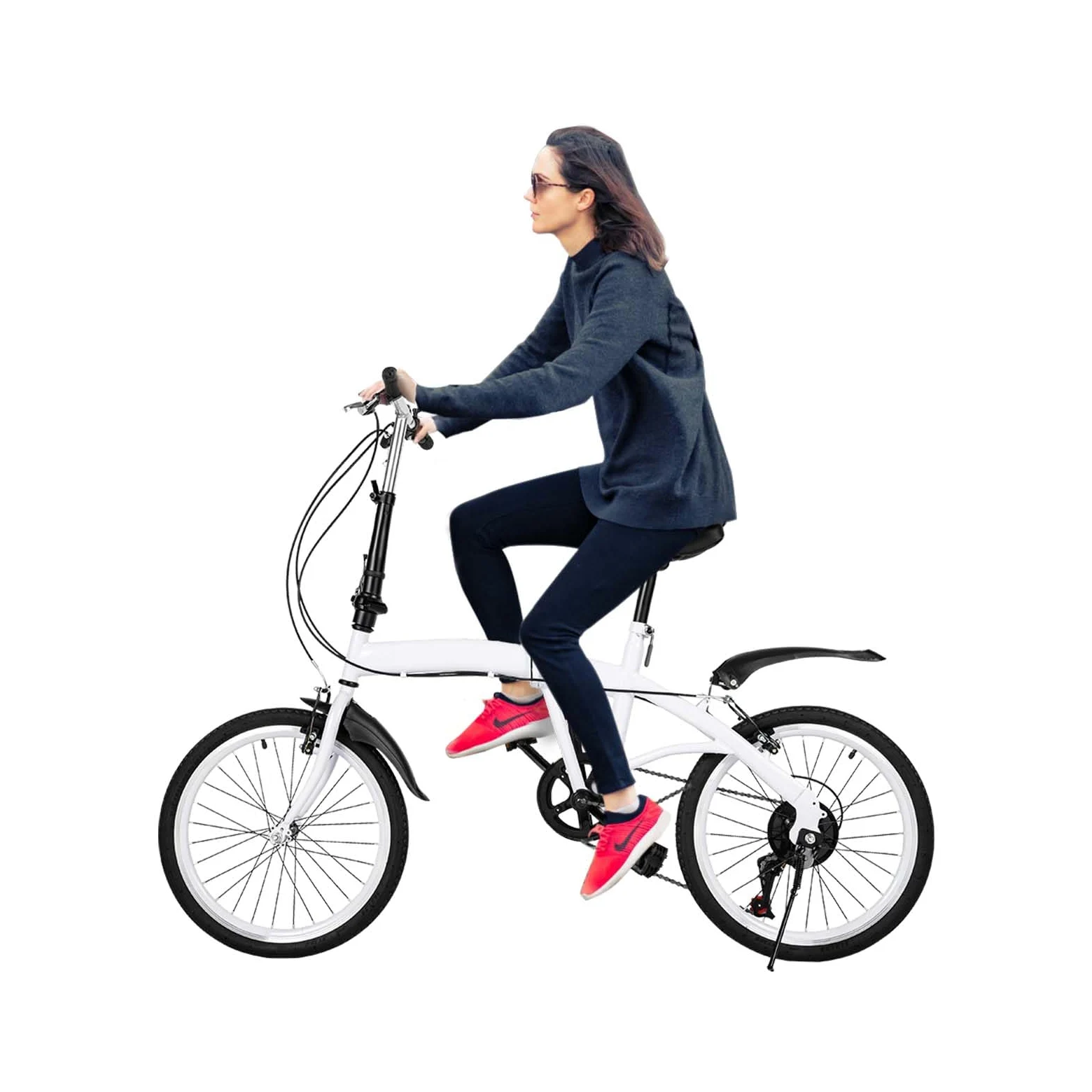 Chennls Bicicleta plegable de 20 pulgadas para adultos - 7 velocidades, compacta para suburbios, ciudad, camping - ajustable para hombres y mujeres