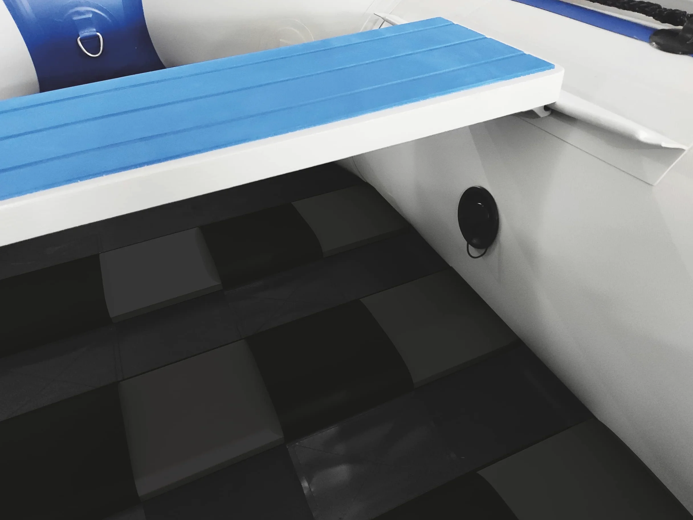 Coasto Anexo Slat 230-BT-CSL230C-Barco Inflable Piso Latte Carbono con Pack 2 Pajas, Bomba y Bolsa de Transporte - 3 Places-White BLUE-230x130cm Adulto Unisex, Multicolor, Estándar