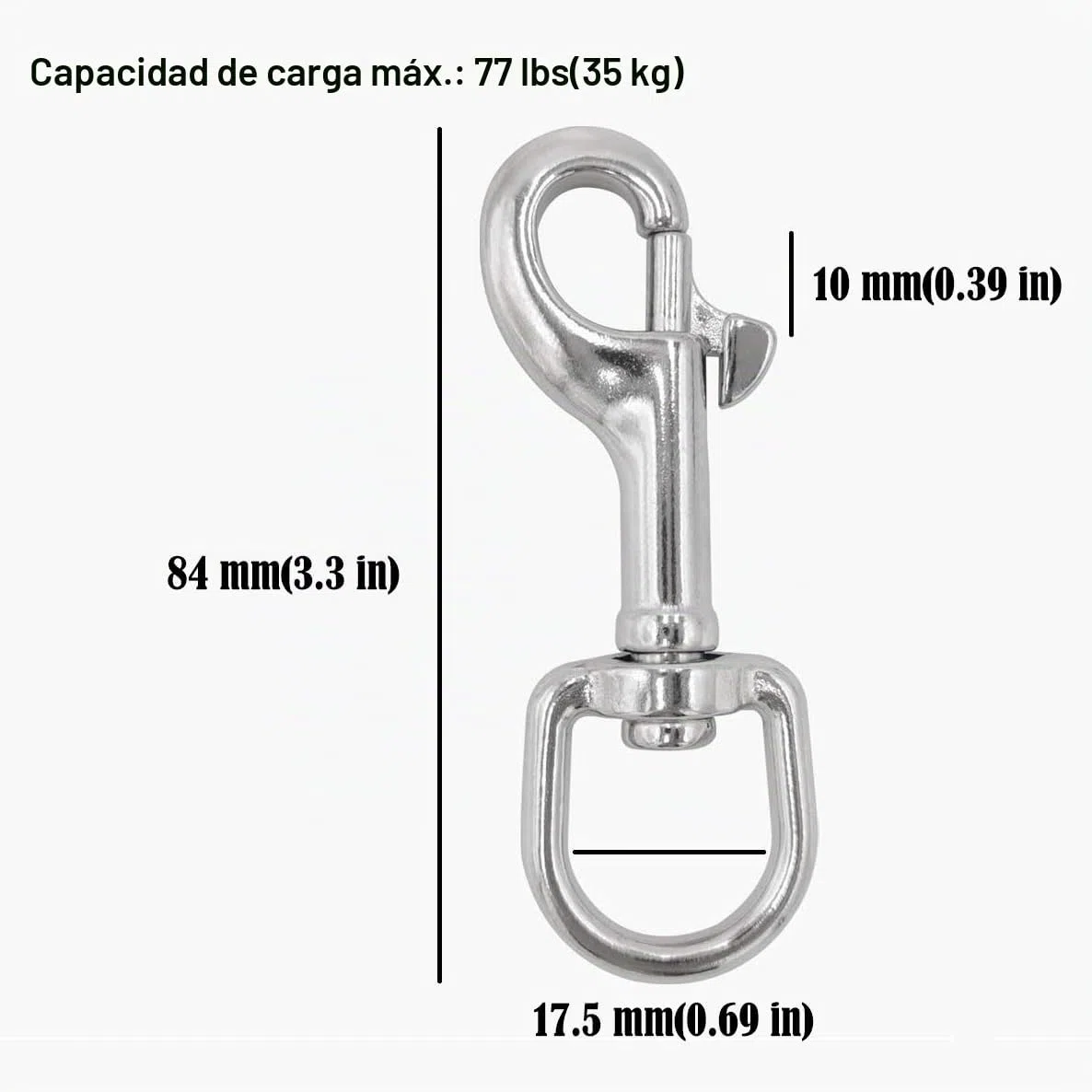 POFET ganchos giratorios 3#-316, clips de acero inoxidable marino, para buceo, llaveros, correas de perro, correas de cámara y tendederos