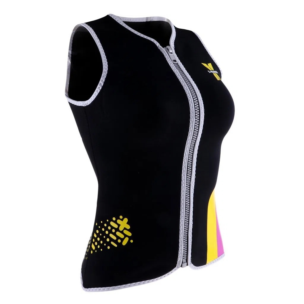 Chaleco de Neopreno de para Mujer, 3 mm, sin Mangas, con Cremallera Frontal, Chaqueta para Buceo, Surf, natación, esnórquel, Negro