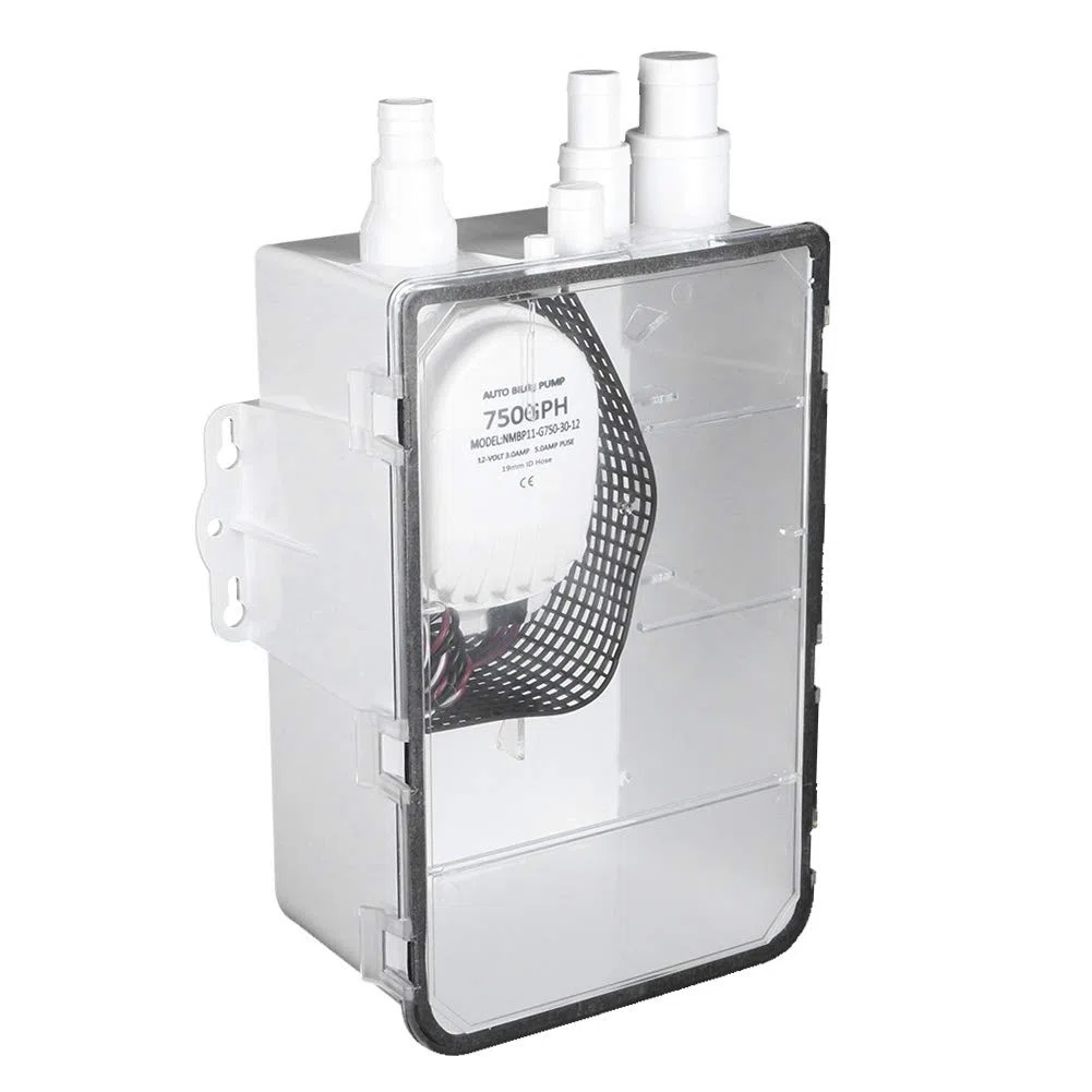Kit de drenaje de bomba de sumidero de ducha marina de puertos múltiples | de bomba de sumidero de ducha Barco RV sentina 12V 750GPH Caja de drenaje de puerto múltiple marino
