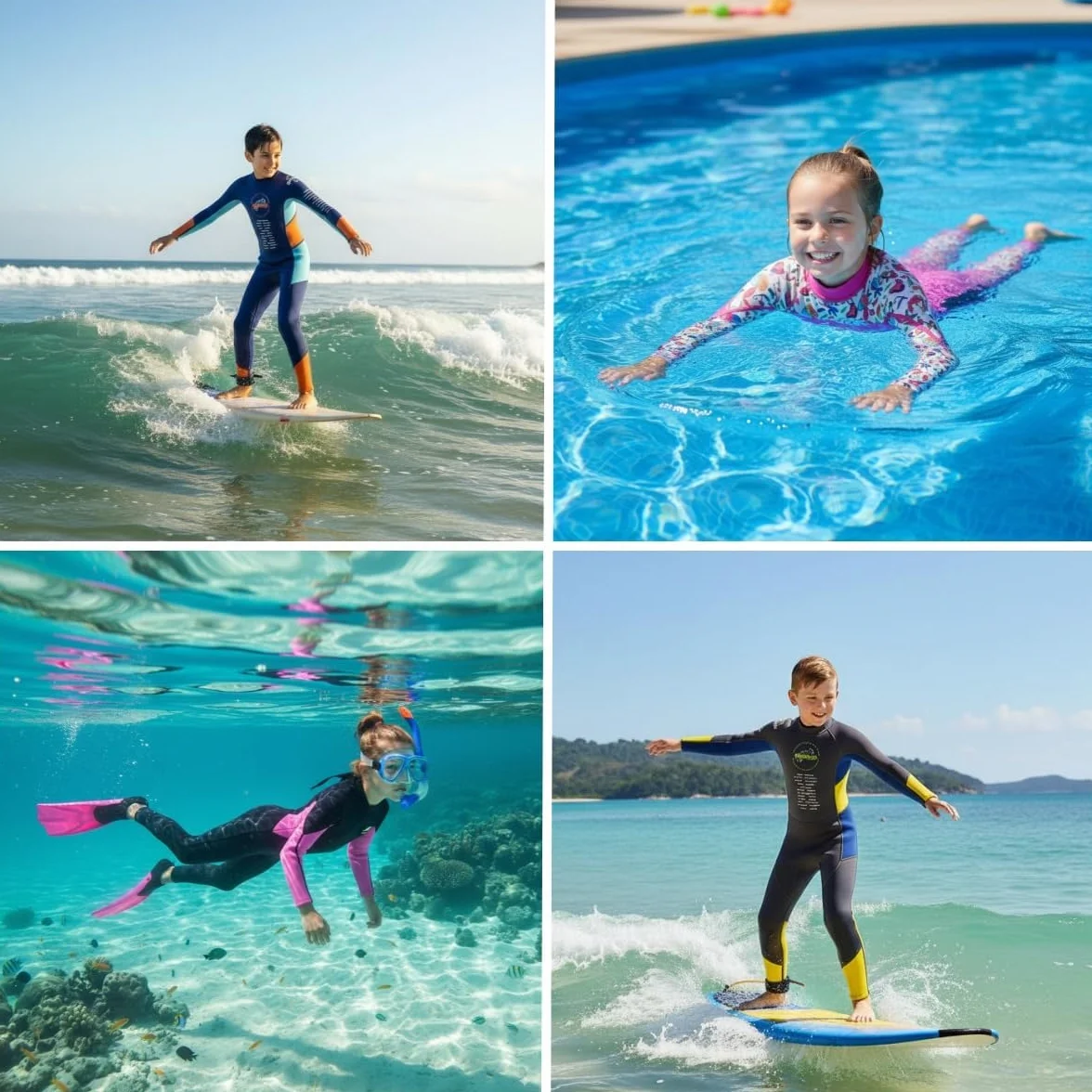 Gogokids Traje De Neopreno para Niños, 2.5MM Traje De Completo De Una Pieza Traje De Baño Térmico Cálido Grueso Traje De Buceo con Protección Solar UV 50+ para Nadar